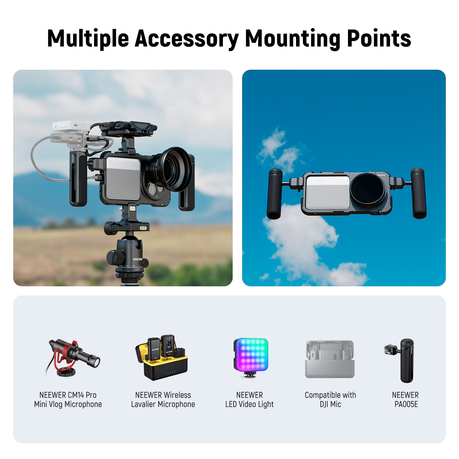 NEEWER PA091 Smartphone Cage Kit for Xiaomi 15 Ultra - Universal Phone Mount with Cold Shoe Mount & 1/4