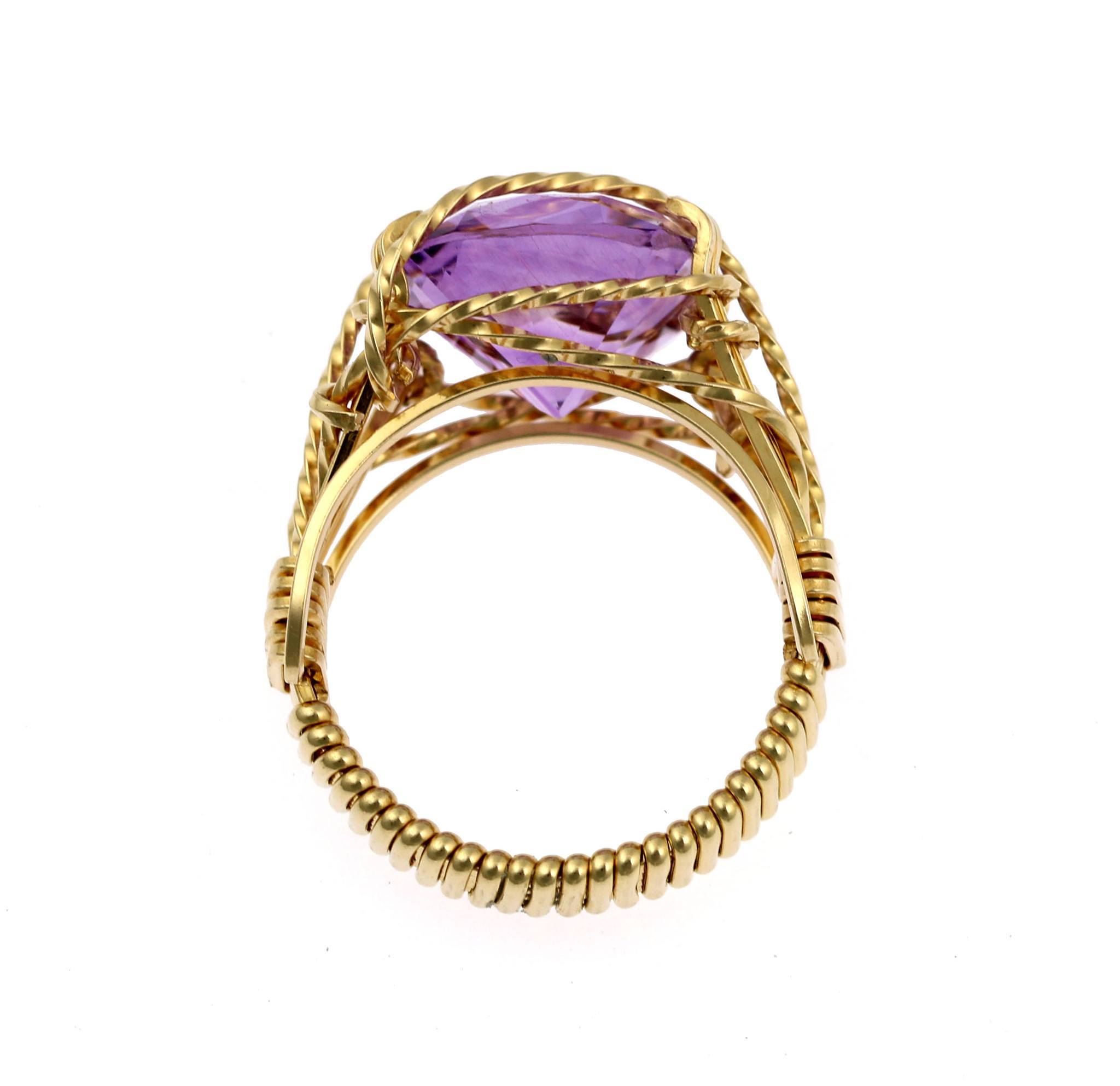 14K Gold Filled Amethyst Cocktail Ring for Women - Elegant Statement Jewelry for Parties, Weddings & Special Occasions