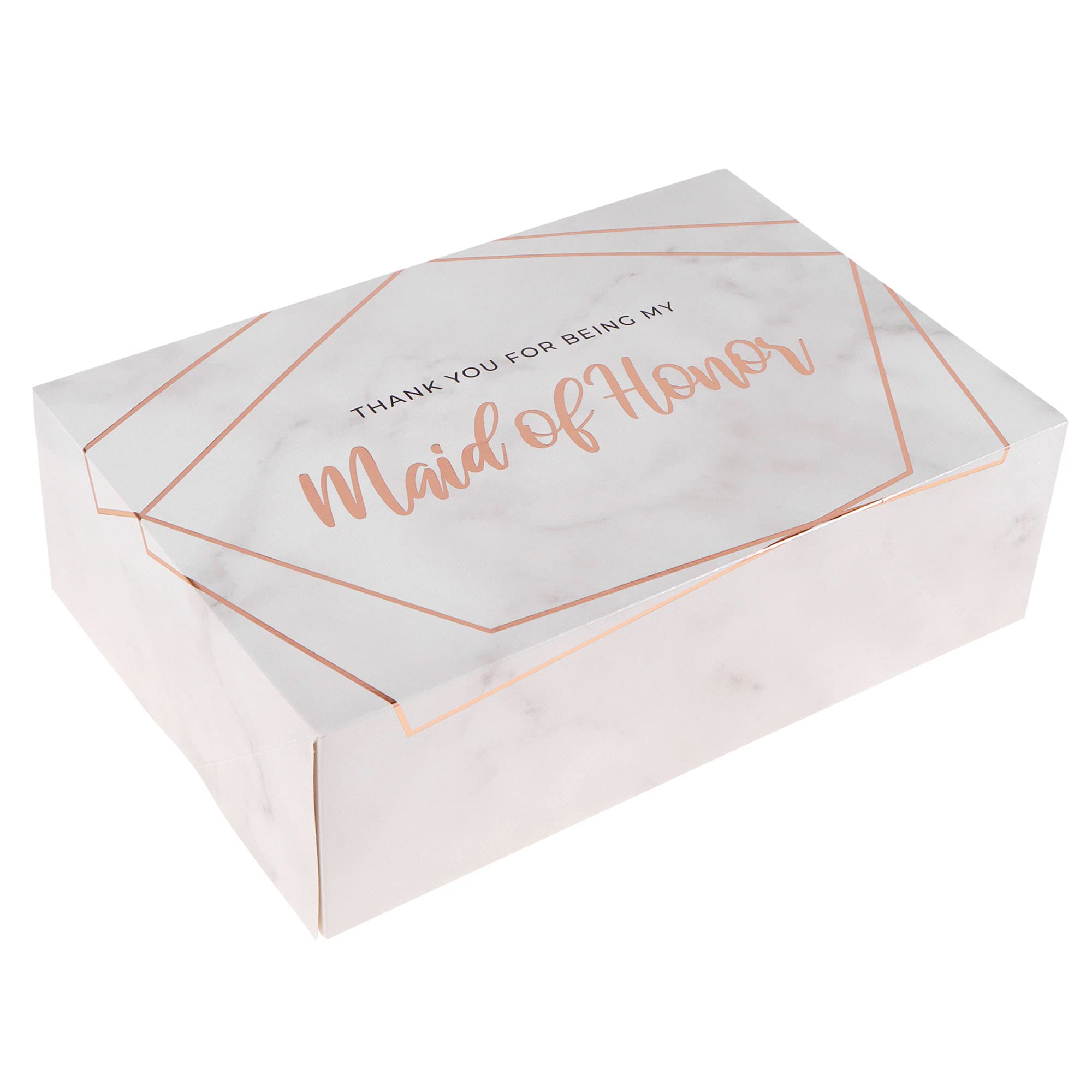 Elegant Maid of Honor Thank You Gift Box - Single Box with Marble Design & Gold Foil | Perfect Bridesmaid Appreciation Present for Wedding Party, Bachelorette & Bridal Shower