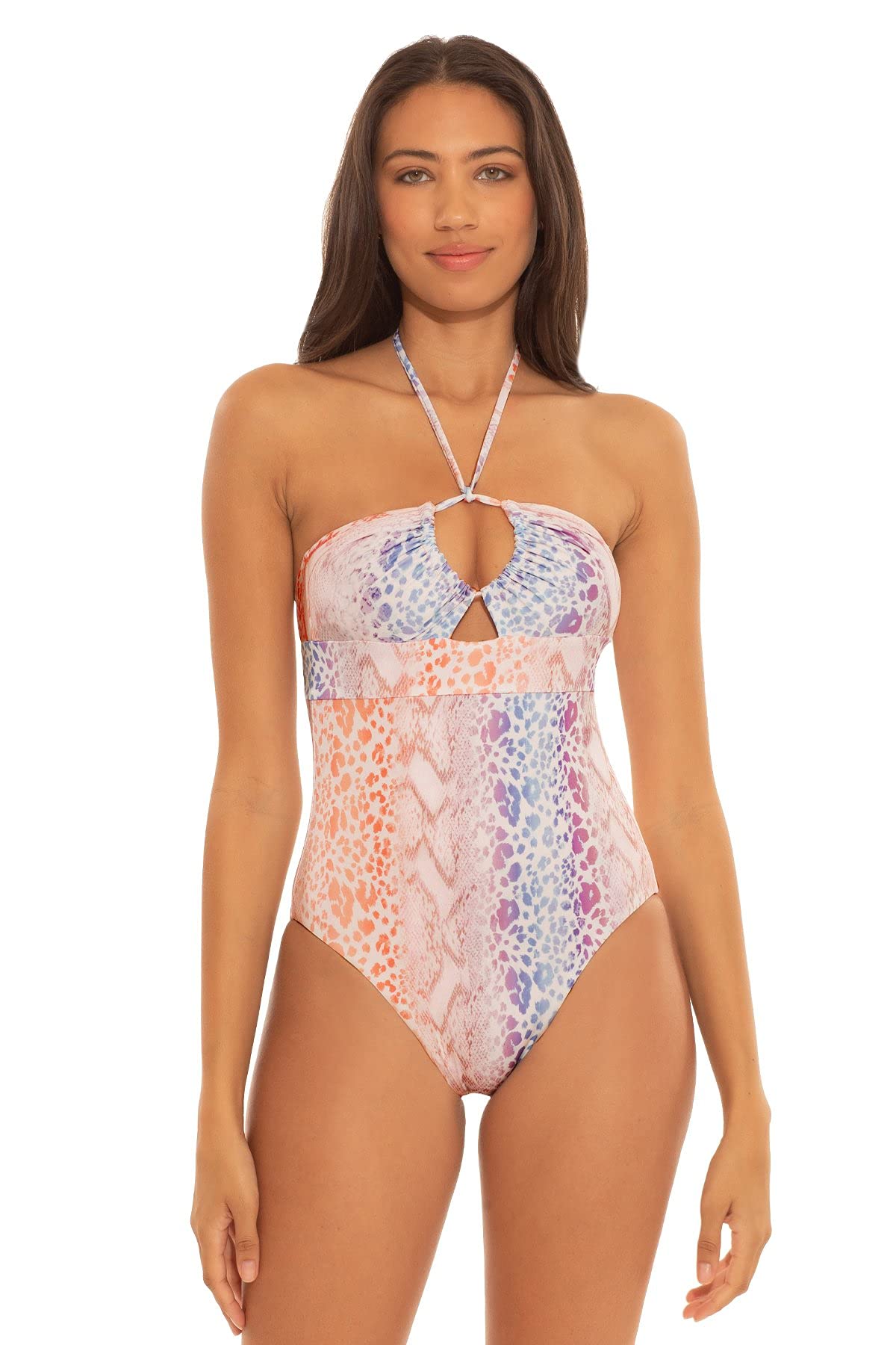 BECCA by Rebecca Virtue Women's Animal Print One-Piece Swimsuit - Pink | Sexy Bathing Suit for Beach, Pool & Vacation | Plus Size Swimwear for Women