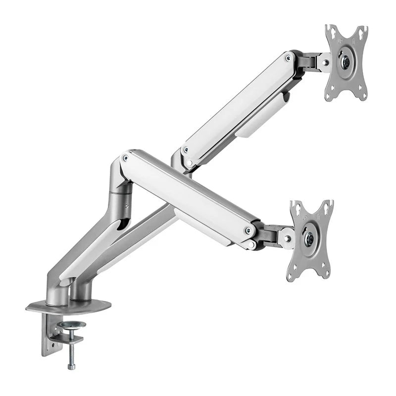 Brateck Dual Monitor Arm - Spring Assisted, Adjustable for 17-32 Inch Screens, Supports up to 9kg per Screen, VESA 75x75/100x100, Matte Grey - Perfect for Home Office, Gaming Setup & Workspace Ergonomics