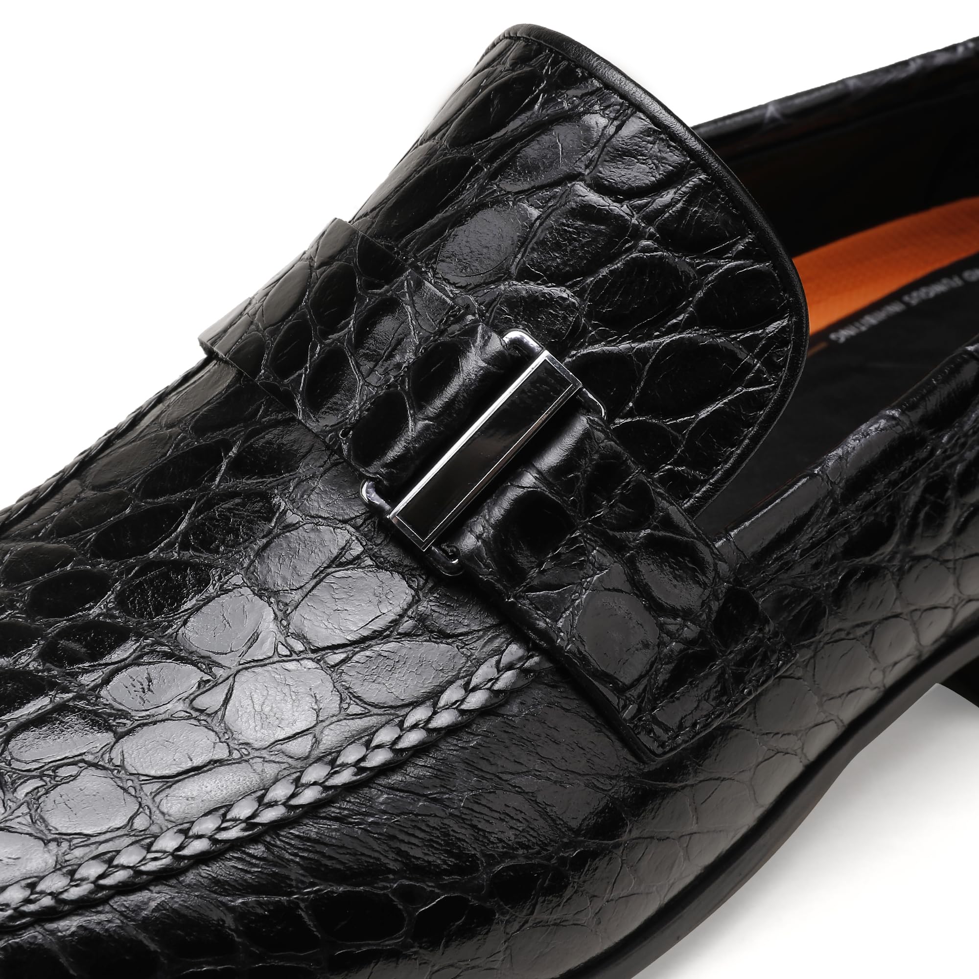 Premium Men's Dress Shoes - Classic Alligator Print Business Leather Slip-On Loafers | Formal Office Wear & Wedding Attire for Gentlemen