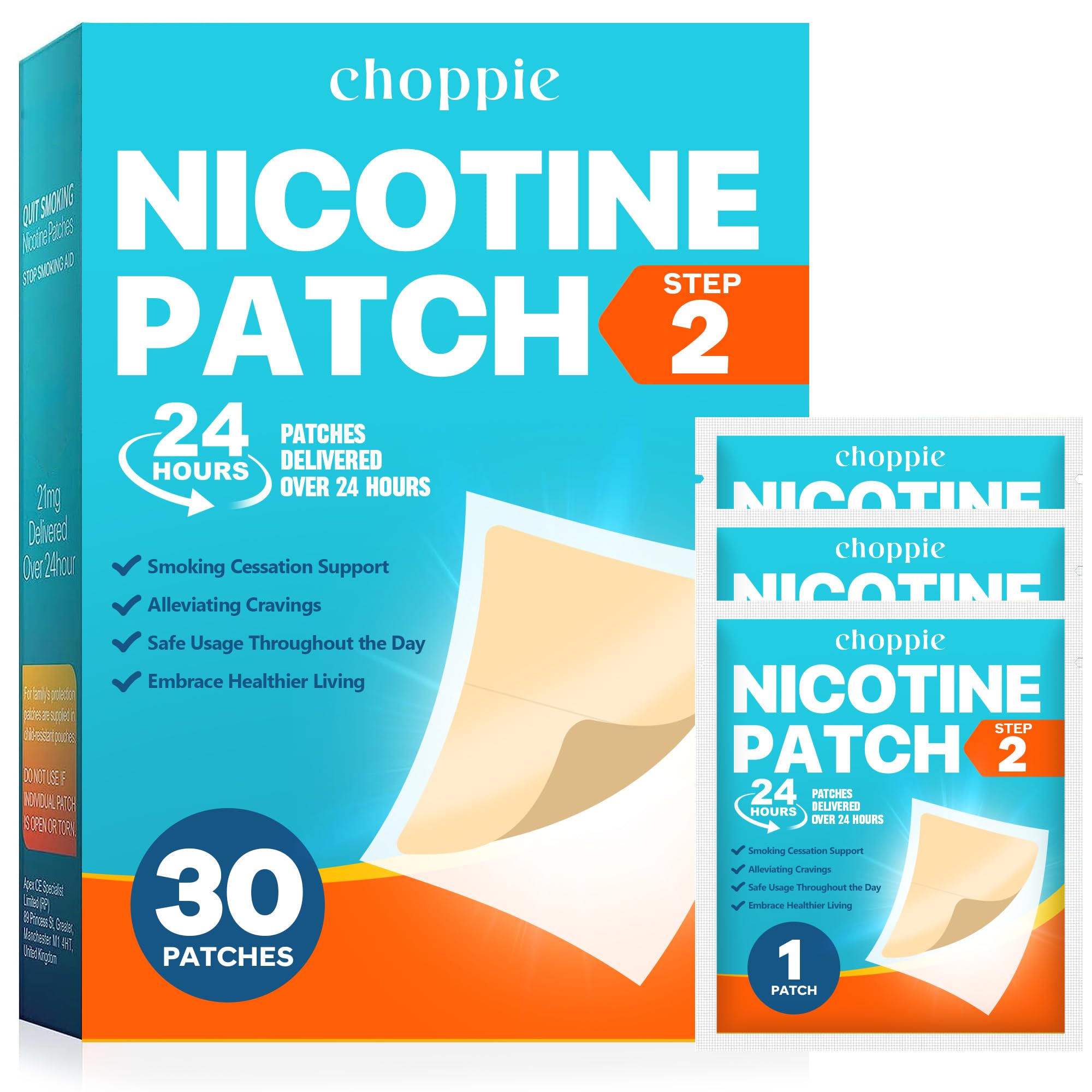 Step 2 Nicotine Patches (30 Count) - 14mg 24-Hour Smoking Cessation Aid | Gradually Reduces Cravings & Increases Quit Success Rate | Perfect for Office, Travel & Daily Use