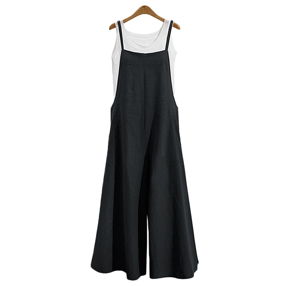 Women's Wide Leg Jumpsuit - Plus Size Overalls with Suspender & Side Bib Pants | Casual Outfit for Work, Travel & Streetwear Fashion