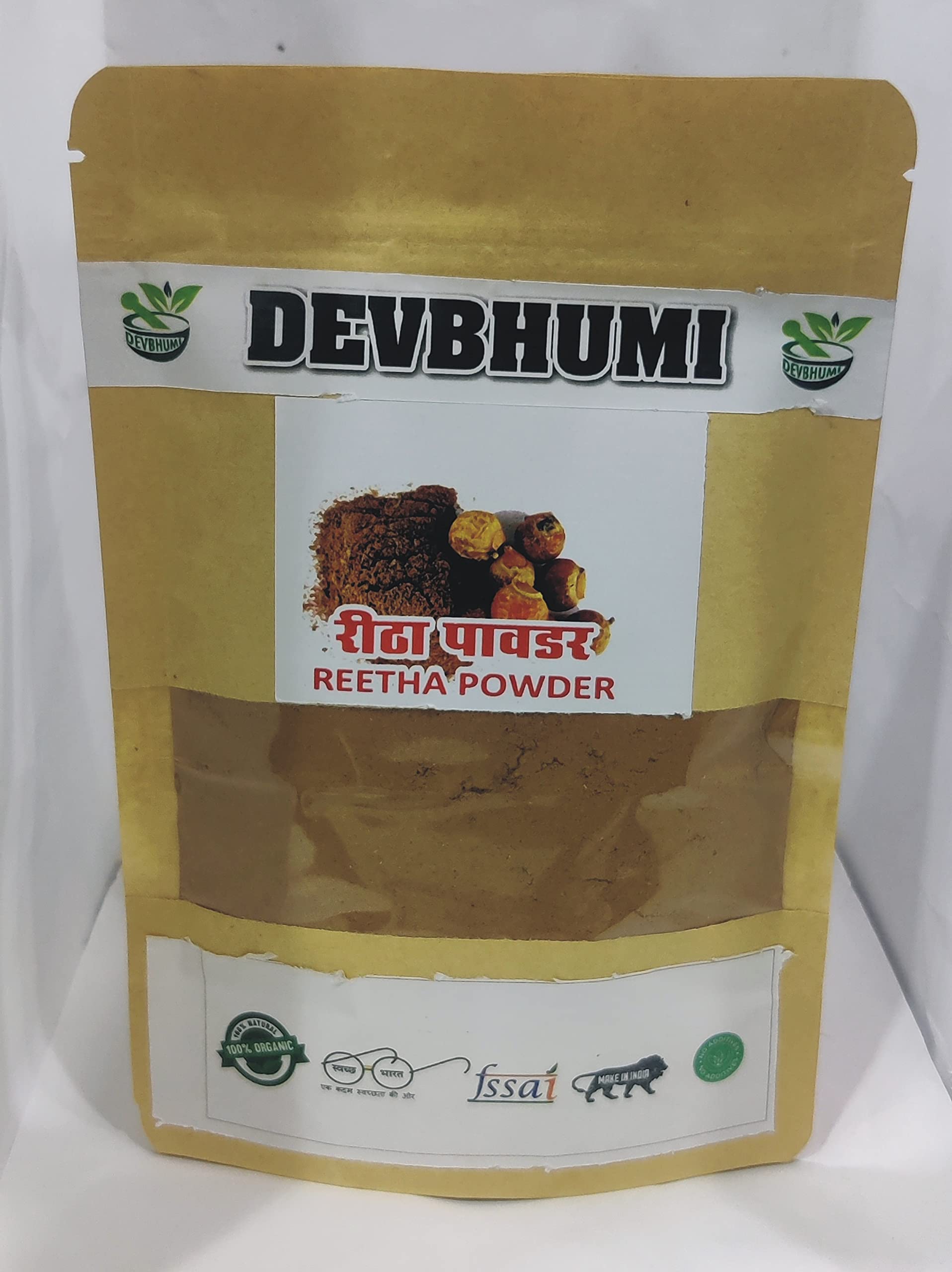 DEVBHUMI 100% Organic Reetha Powder (120g) - Natural Ayurvedic Soapnut for Hair Care & Eco-Friendly Laundry | Perfect for DIY Shampoo & Organic Cleaning
