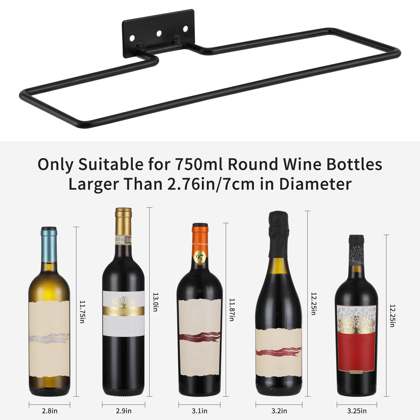 Wall Mounted Wine Rack for 9 Bottles - Bar, Kitchen & Dining Decor