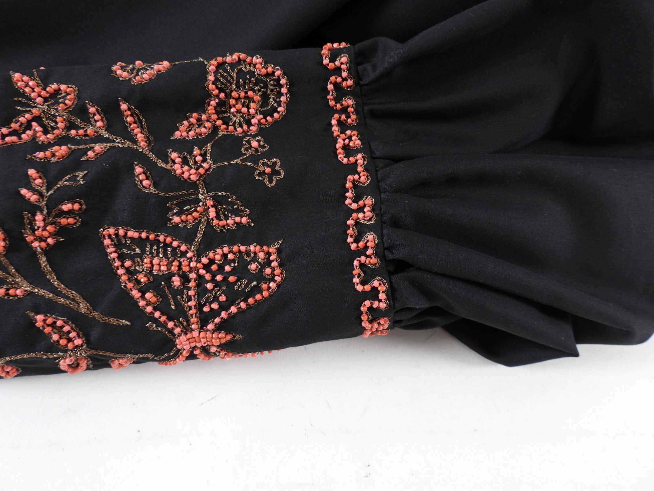 Christian Dior Black Cotton Coral Bead Embroidery Boho Shirt for Women - S/M Size - Perfect for Casual Wear, Beach Outings & Summer Fashion