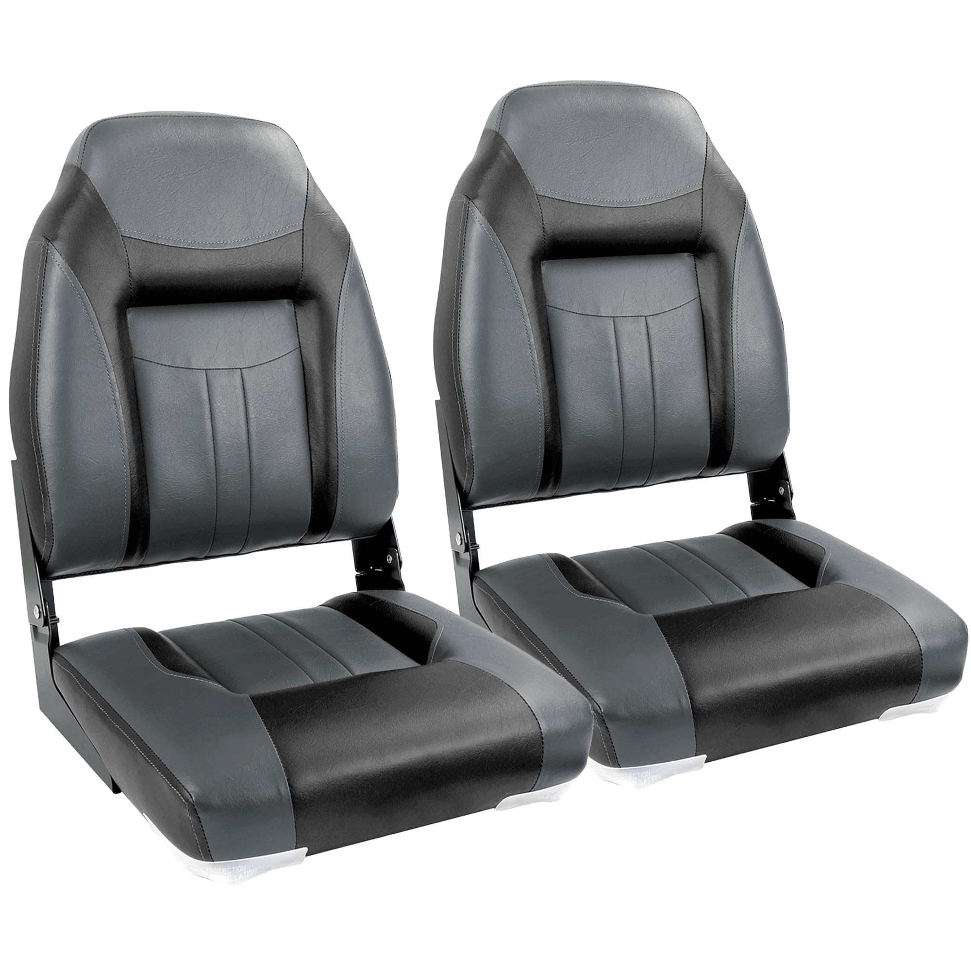 NORTHCAPTAIN S1 Deluxe Marine High Back Folding Fishing Boat Seat Pair with Stainless Steel Screws - Comfortable Boat Chairs for Fishing, Boating, and Outdoor Water Activities