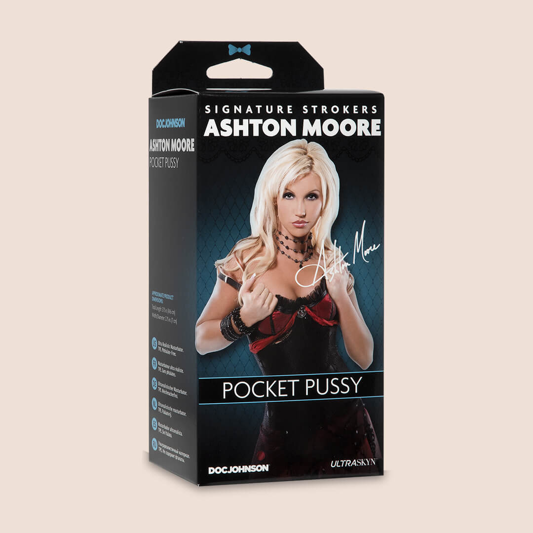 Doc Johnson Ashton Moore UR3 Realistic Pocket P—ssy - Ultra Soft & Lifelike Male Masturbator for Discreet Solo Pleasure - Perfect for Travel & Private Use