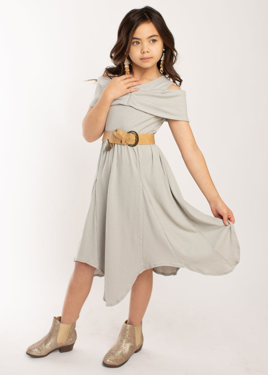 Medora Dress in Dove - Elegant Women's Casual & Party Wear for Weddings, Dates & Special Occasions