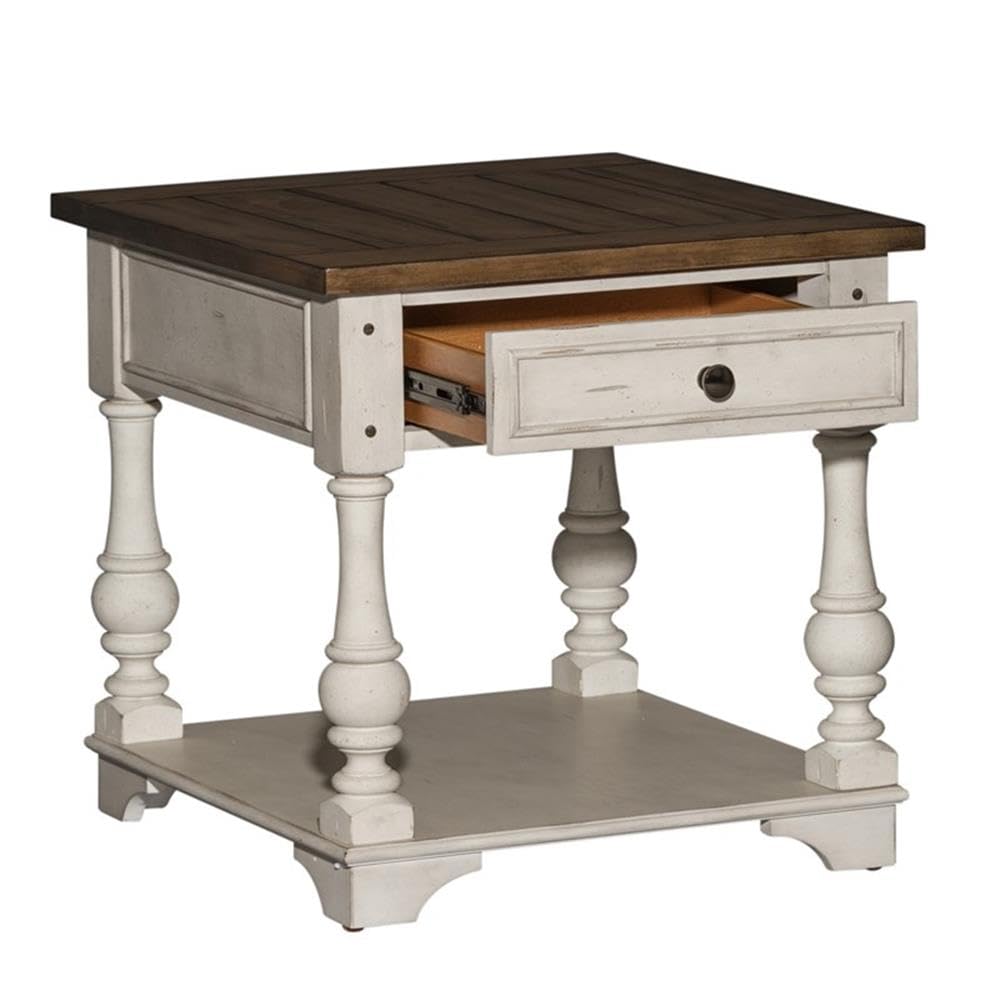 Liberty Furniture Morgan Creek White End Table - Stylish Nightstand for Bedroom, Living Room & Office - Perfect for Lamps, Books & Decor