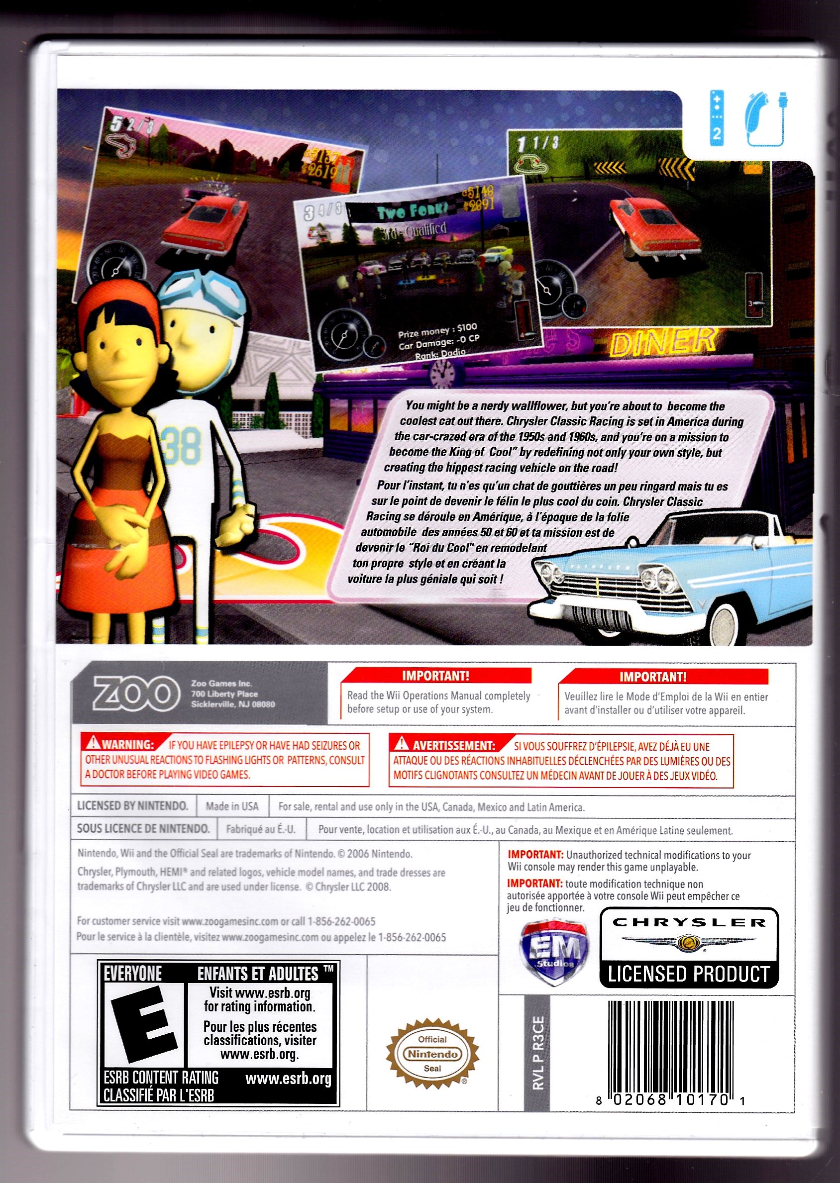 Chrysler Classic Racing Game for Nintendo Wii - Fun Family Racing Experience for Kids & Adults - Perfect for Game Nights & Parties