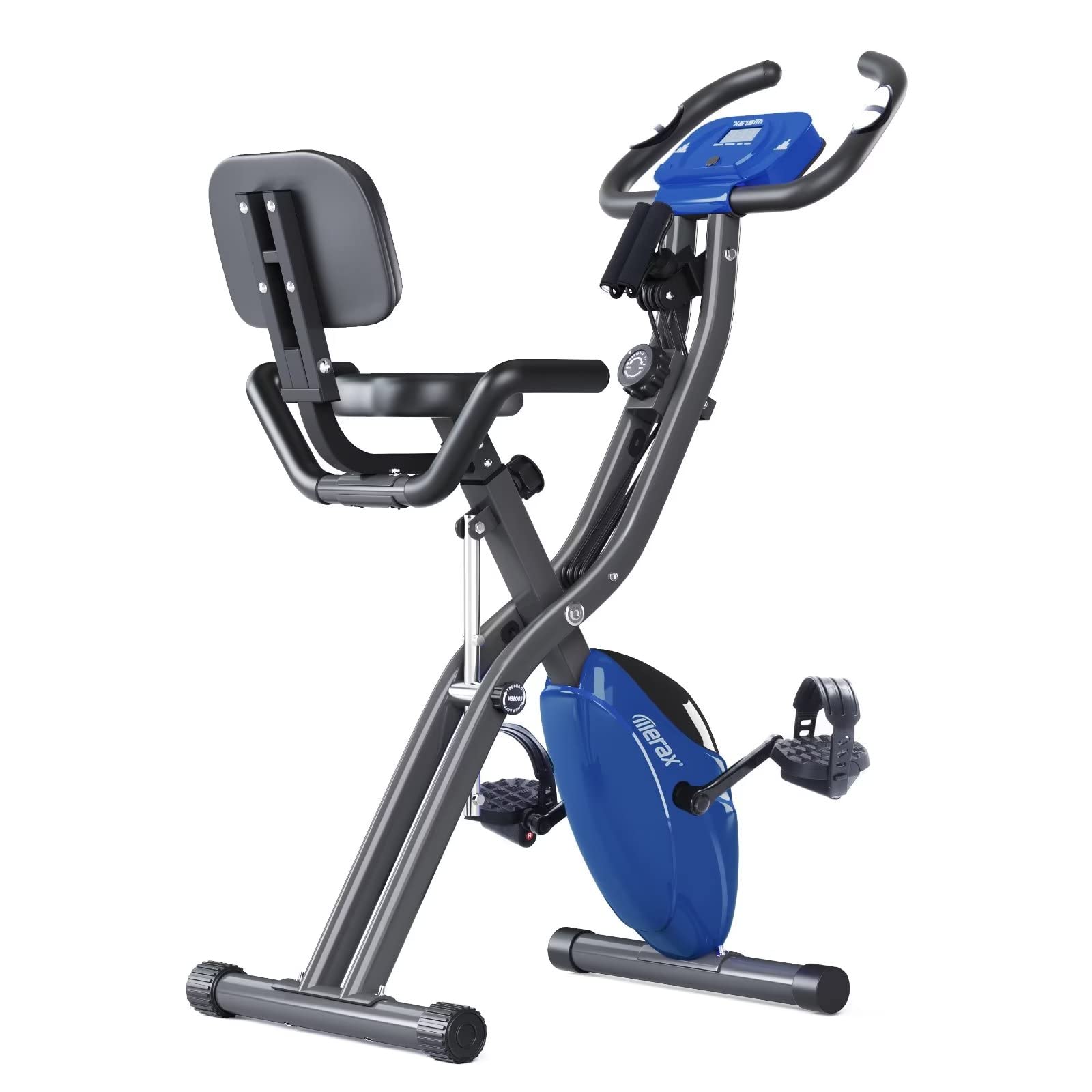 Merax Foldable Exercise Bike - 3-in-1 Magnetic Stationary Bike with 16-Level Resistance, 300LB Capacity for Home Workout | Perfect for Indoor Cycling, Cardio Training & Small Spaces