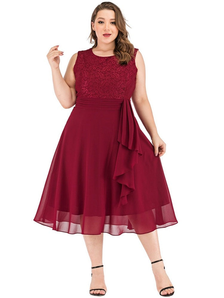 Vintage Retro Chiffon Party Dress for Women - Elegant Flowy Midi Dress for Cocktail Parties, Weddings & Special Occasions