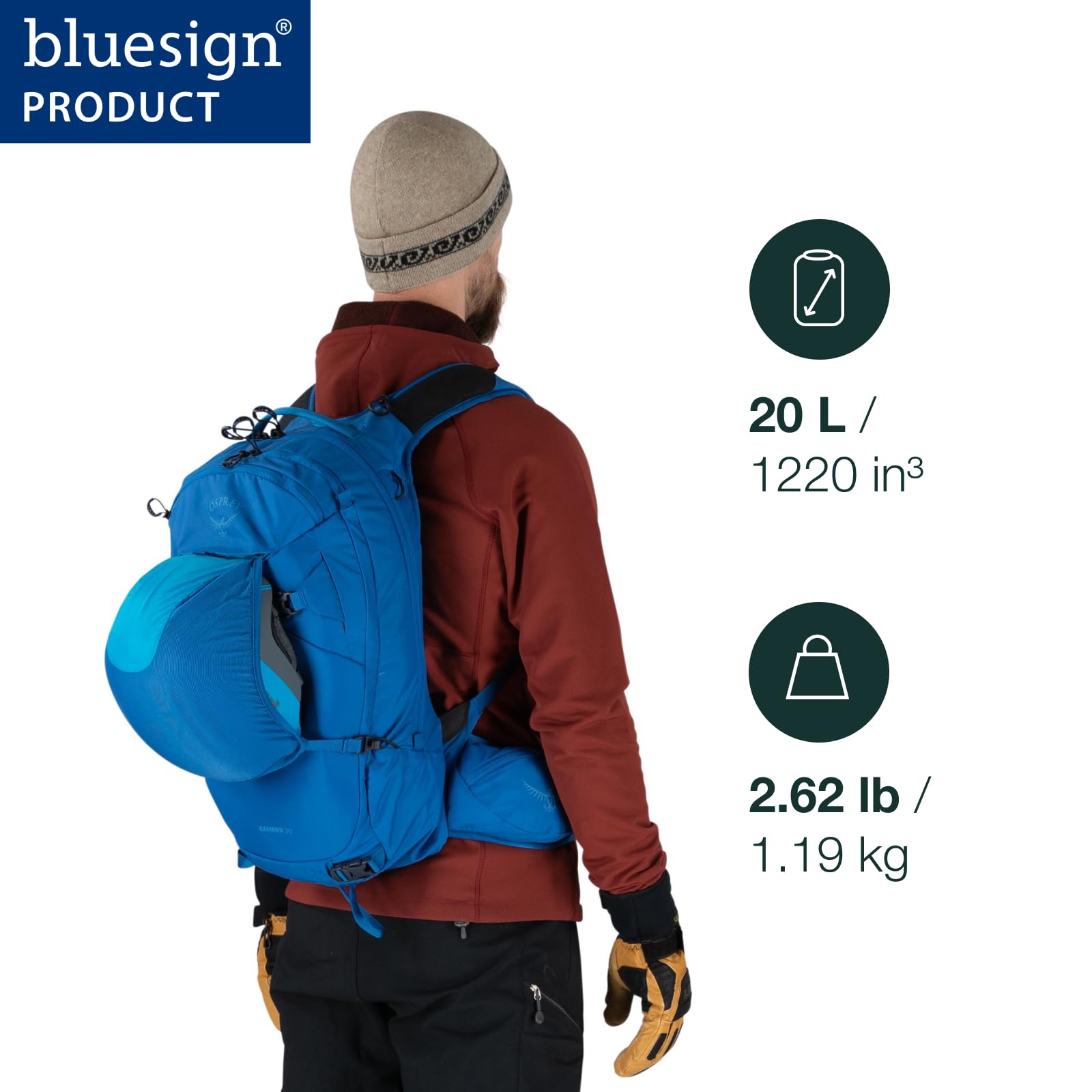 Osprey Men's Kamber 20 Ski and Snowboard Backpack - Lightweight Hydration Pack for Winter Sports - Perfect for Skiing, Snowboarding & Mountain Adventures