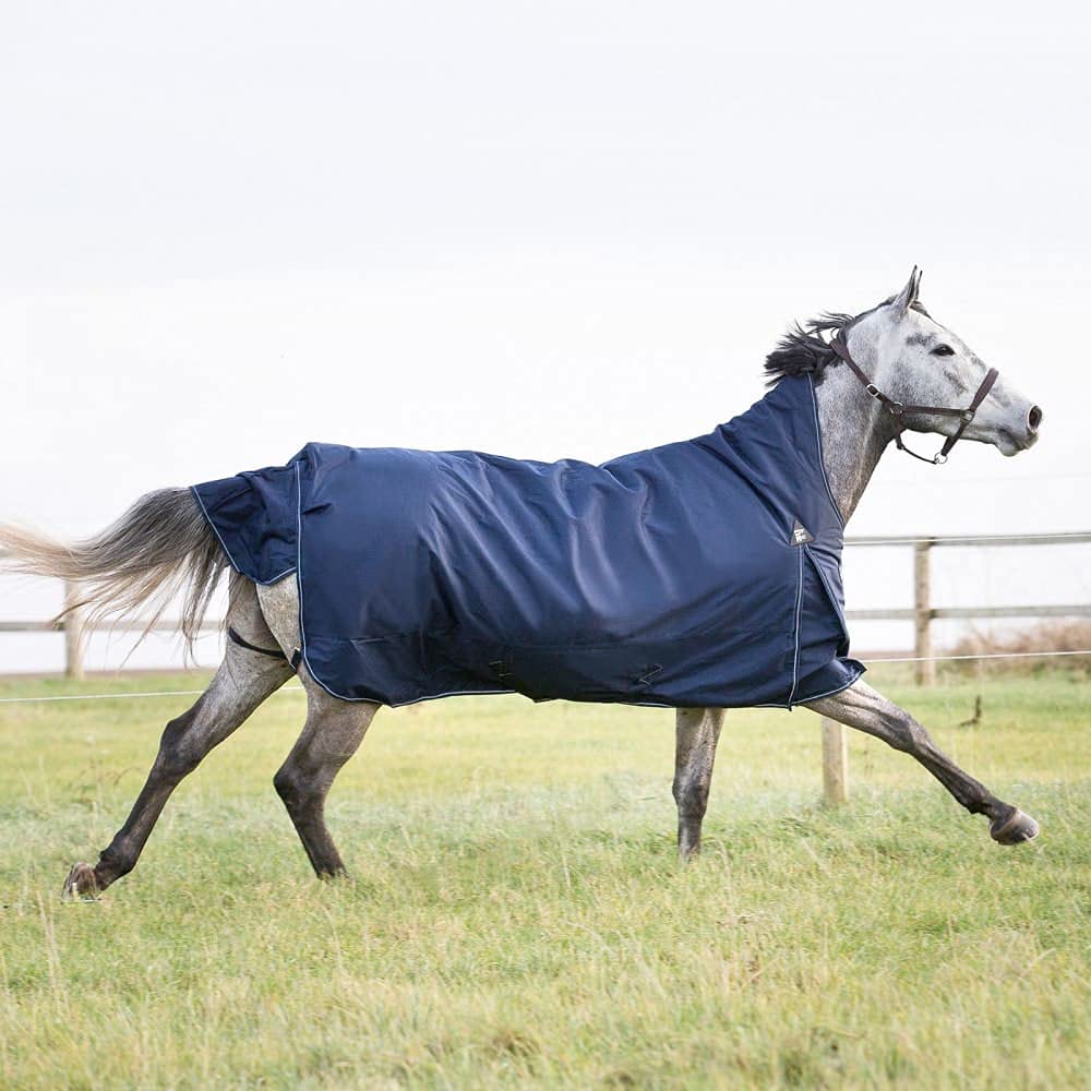 HORZE Avalanche 1200D Ripstop High Neck Medium Weight Waterproof Horse Turnout Blanket (150g Fill) - Peacoat Dark Blue - 75 inch - Ideal for Cold Weather Horse Riding and Stable Use