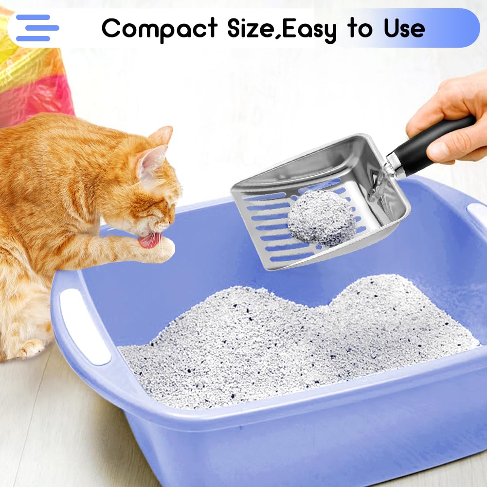 Premium Stainless Steel Cat Litter Scoop - Durable Metal Litter Scooper with Sturdy Mesh Design for Easy Cleaning | Perfect for Cat Litter Boxes & Litter Trays | Silver (Ideal for Multi-Cat Homes & Large Litter Boxes)