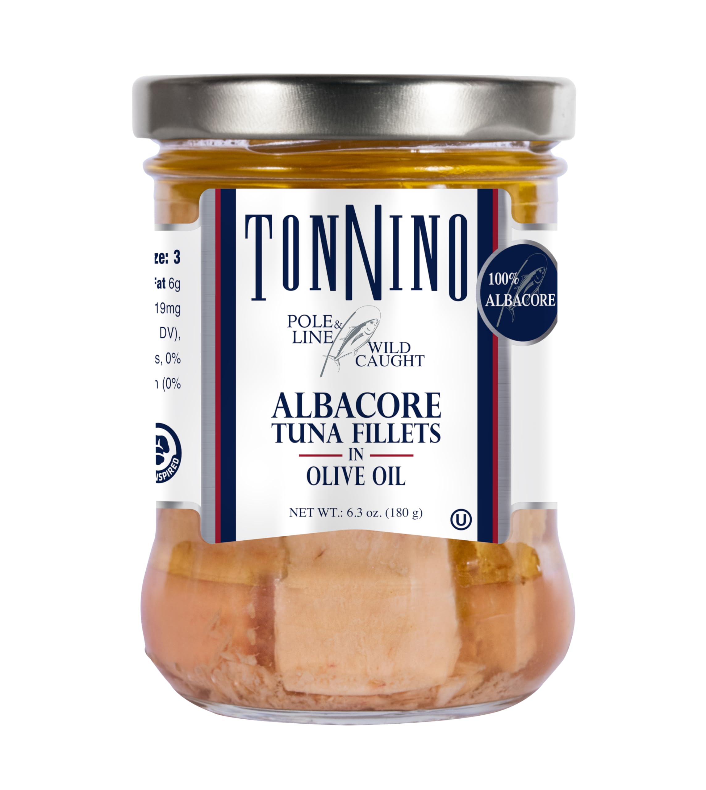 Tonnino Albacore Tuna in Olive Oil 6.3oz (6-Pack) | High Protein, Omega-3 Rich, Gluten-Free & Kosher | Ready-to-Eat Tuna Packets for Salads, Sandwiches & Healthy Meals | Sustainable Pole & Line Caught | Perfect for Keto, Paleo & On-the-Go Lunches