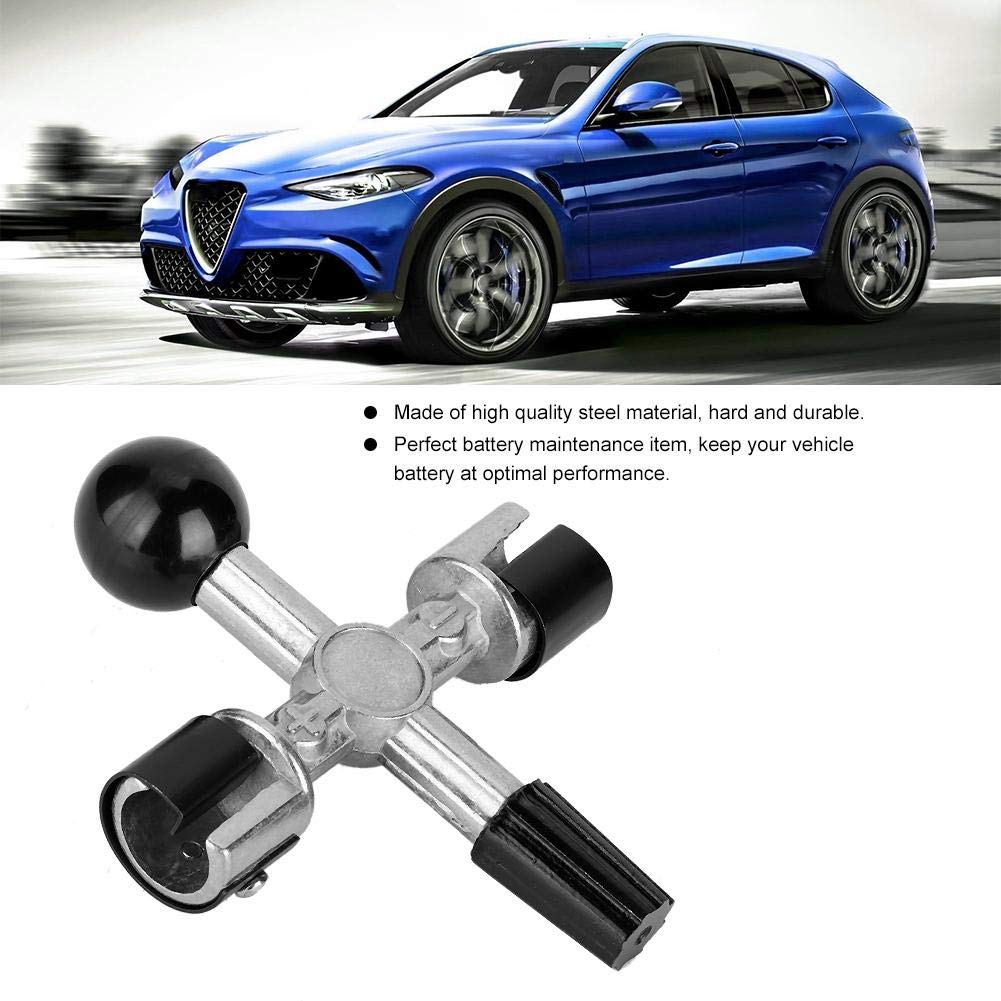 4-Way Battery Terminal Cleaner Scraper Tool - Automotive Battery Terminal Brush & Corrosion Remover for Car, Truck, RV & Boat Maintenance