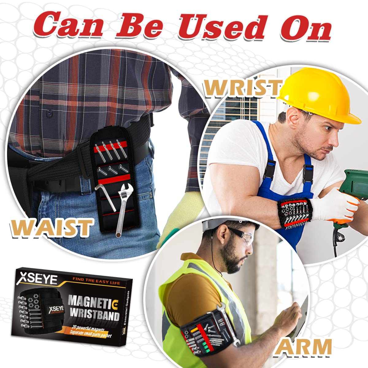 Magnetic Wristband Tool Holder for Screws & Nails - Perfect Christmas Stocking Stuffer Gift for Men, Husband, Boyfriend, Dad - Great for Handymen, Electricians & DIY Projects - Unique Gadget for Home Repairs & Workshop Organization