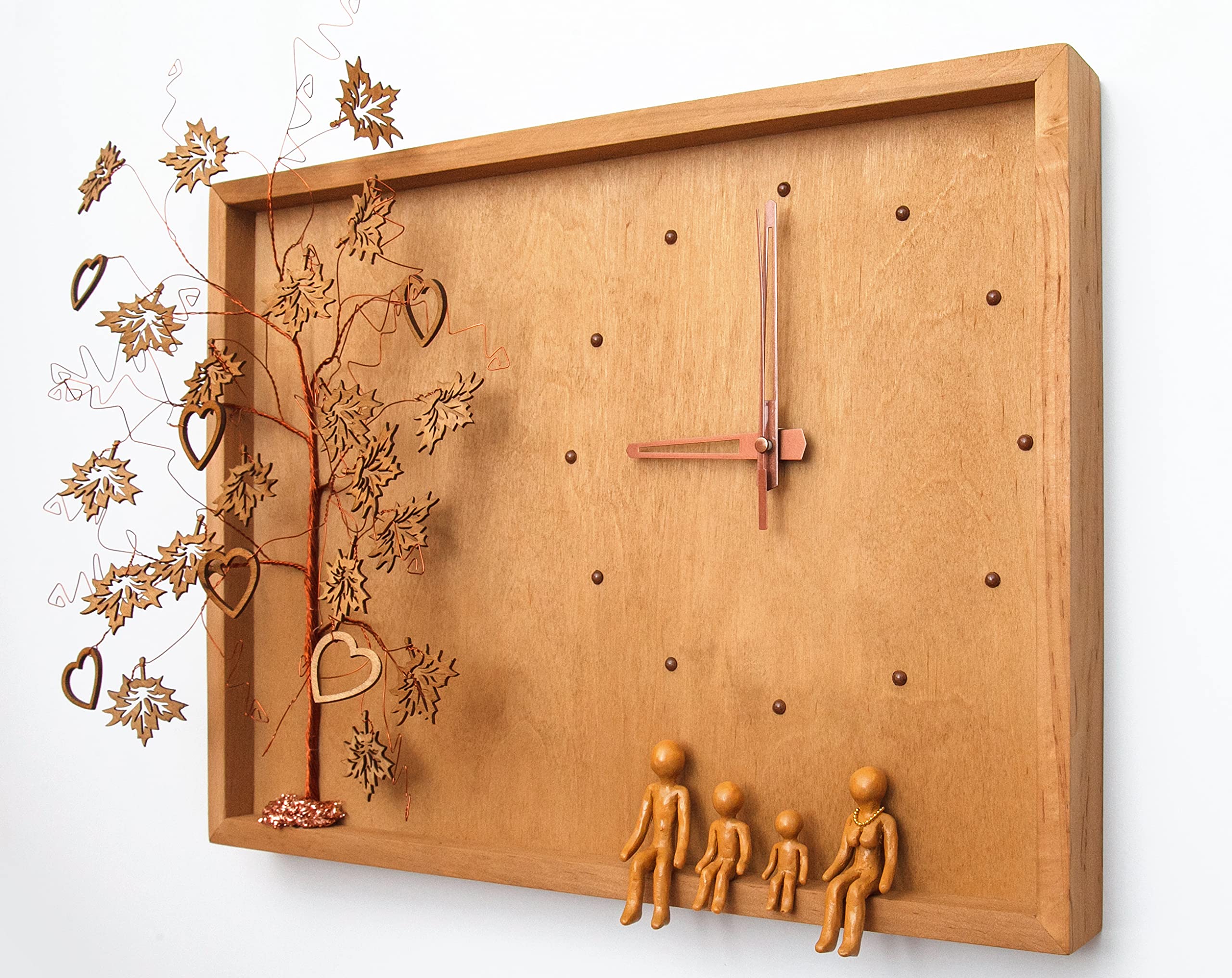 Personalized Wood Family Tree Clock - Unique 5th Anniversary Gift for Couples, Wife & Husband - Romantic Home Decor for Living Room, Bedroom & Office