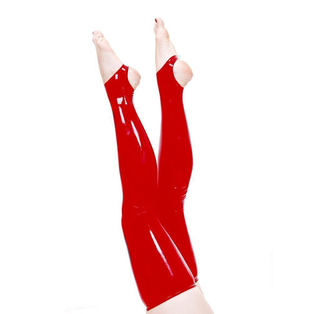 Sexy Women's Latex Rubber Thigh High Stockings with Stirrup - Long Fetish Socks for Trample Play | Perfect for Cosplay, Roleplay & BDSM Lingerie Outfits