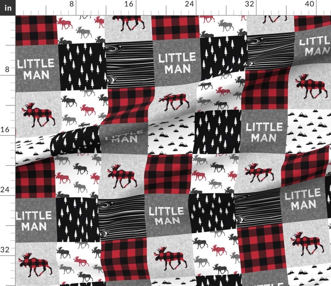 Premium Spoonflower Fabric - Woodland Buffalo Plaid Moose Print on Petal Signature Cotton by The Yard for Quilting, Sewing & DIY Crafts | Perfect for Camping Decor, Apparel & Home Décor