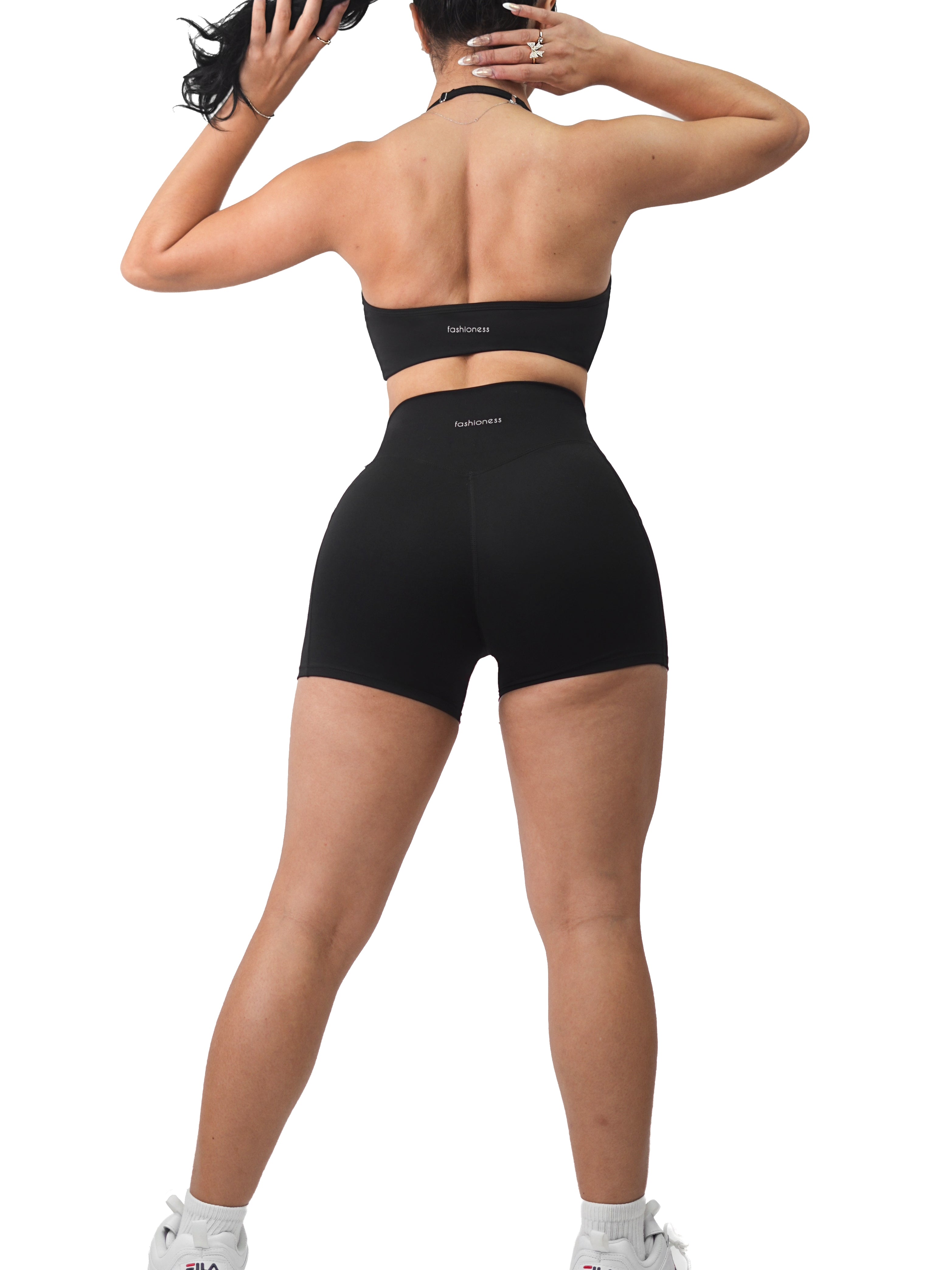 Pocket Twist Booty Shorts for Women - High Waisted Stretchy Workout Shorts (Black) | Perfect for Gym, Running, Yoga & Casual Wear