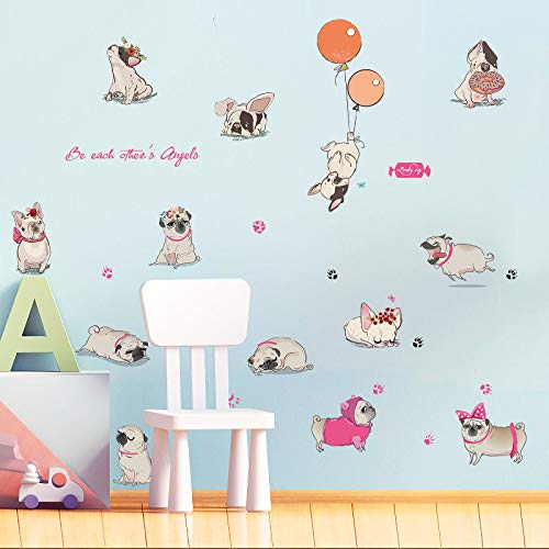 Cute Dog Wall Stickers - Removable Peel & Stick Nursery Decor for Kids Bedroom