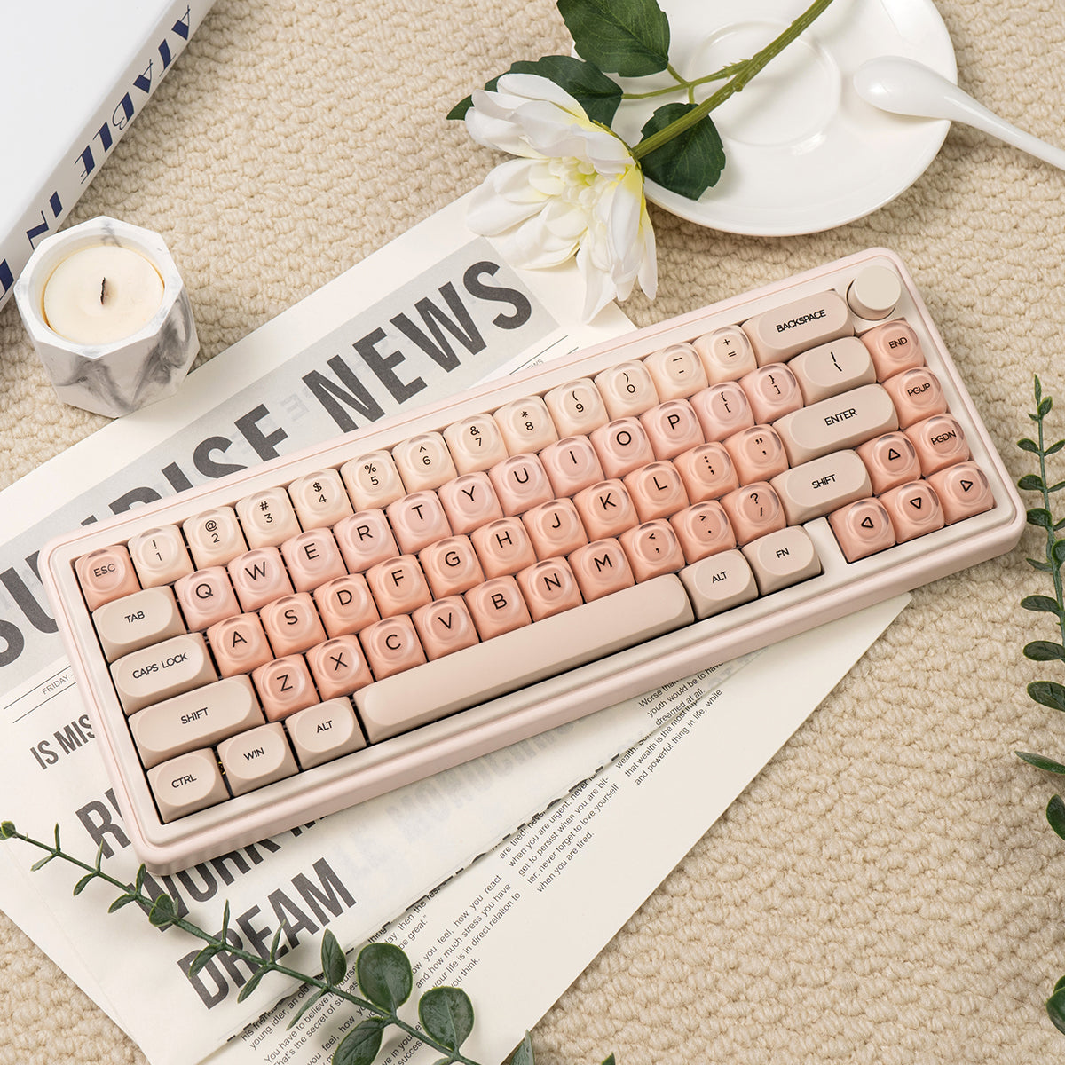 Custom PBT+PC Spherical Keycaps for Mechanical Keyboards - Cute Girl Theme, Hot Sublimation Design - Perfect for Gaming, Typing & Custom Keyboard Builds