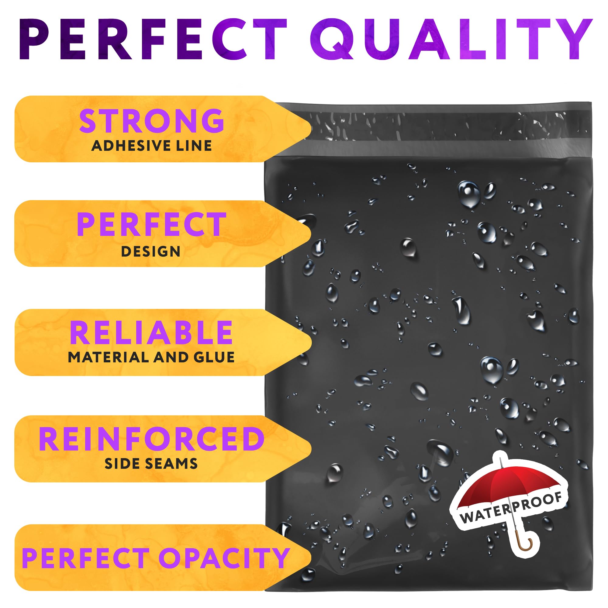 500 Pack 14.5 x 19 Inch Black Poly Mailers - 2 Mil Thick Self-Sealing Polyethylene Shipping Envelopes | Waterproof Mailing Bags for Clothing & Apparel | Perfect for Ecommerce, Online Stores & Small Business Shipping