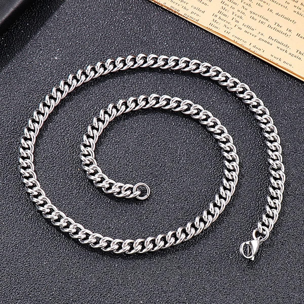 45-76CM Stainless Steel Chain Necklace for Men & Women - 7mm Curb Link Necklace - Unisex Jewelry for Everyday Wear, Gifts & Fashion Accessories