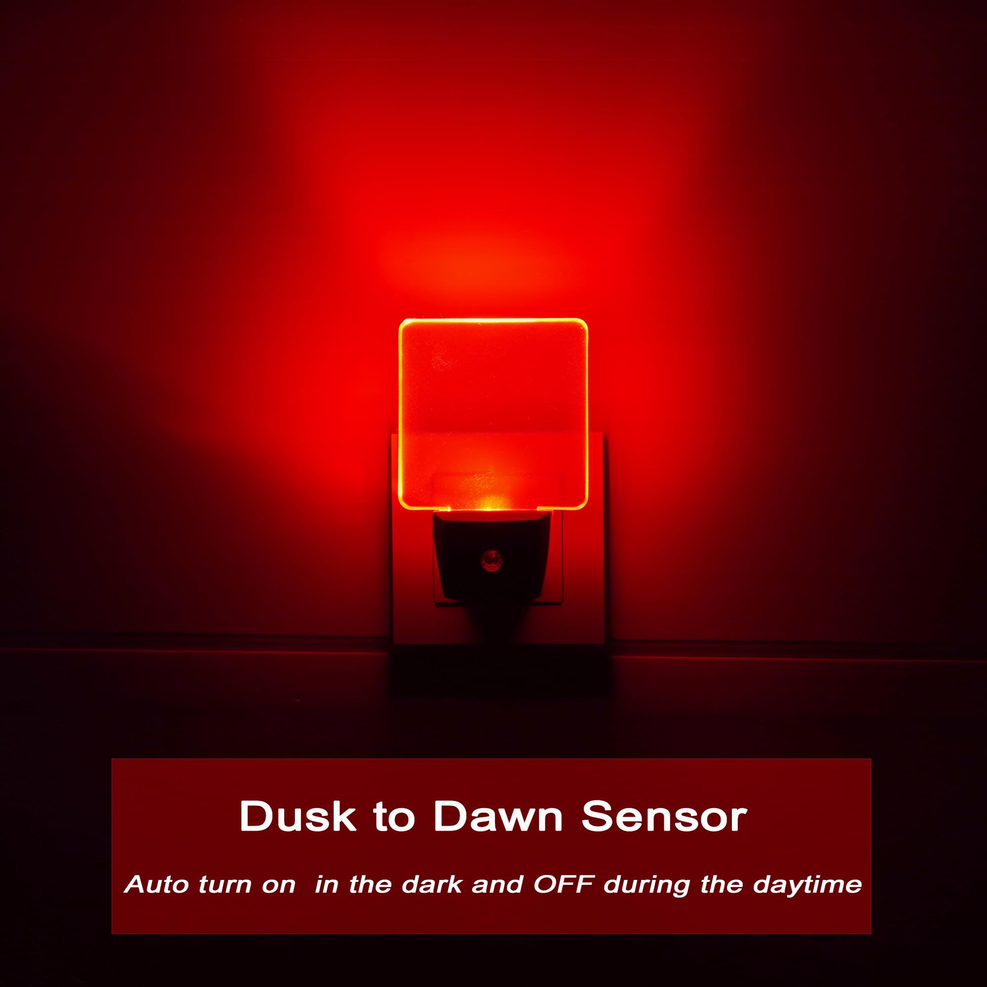 Greenic Red LED Night Light 2 Pack - Auto On/Off Plug in Night Light with Dusk to Dawn Sensor | Perfect for Bedroom, Nursery, Hallway & Bathroom Safety Lighting