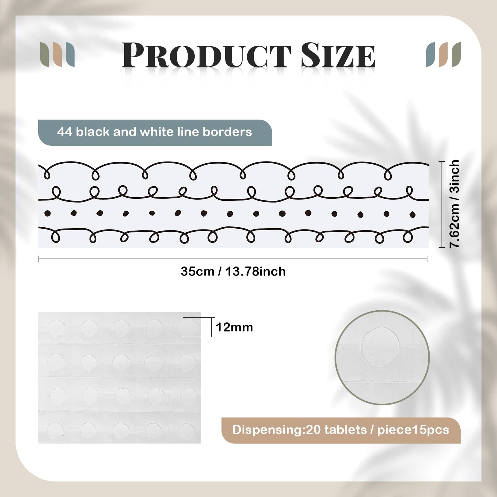 Leinuosen 44 Pcs Squiggles and Dots Die Cut Border Trim - 50.5 ft White with Black Bulletin Board Borders for Classroom Decor, Includes 20 Sheet Glue Point Dots - Perfect for School, Office, and Home Bulletin Boards