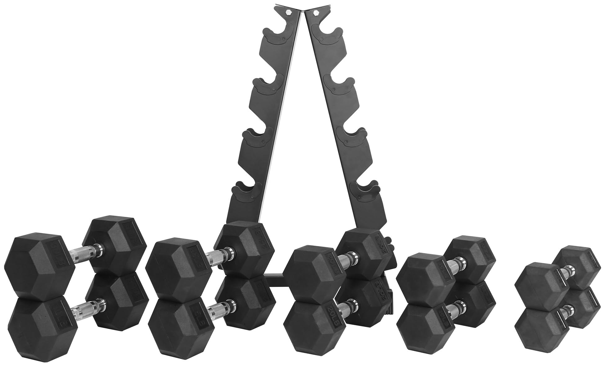 Premium Rubber Coated Hex Dumbbell Set - 5-50lbs Weight Options for Home Gym & Strength Training | Non-Slip Grip, Durable Rubber Coating for Floor Protection | Perfect for CrossFit, HIIT & Home Workouts