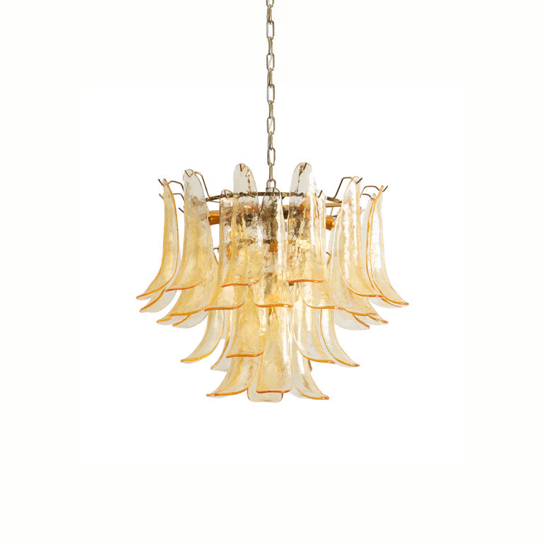 Handmade Murano Glass Leaf Chandelier - Venetian Crystal Pendant Light Fixture for Dining Room & Foyer Decor