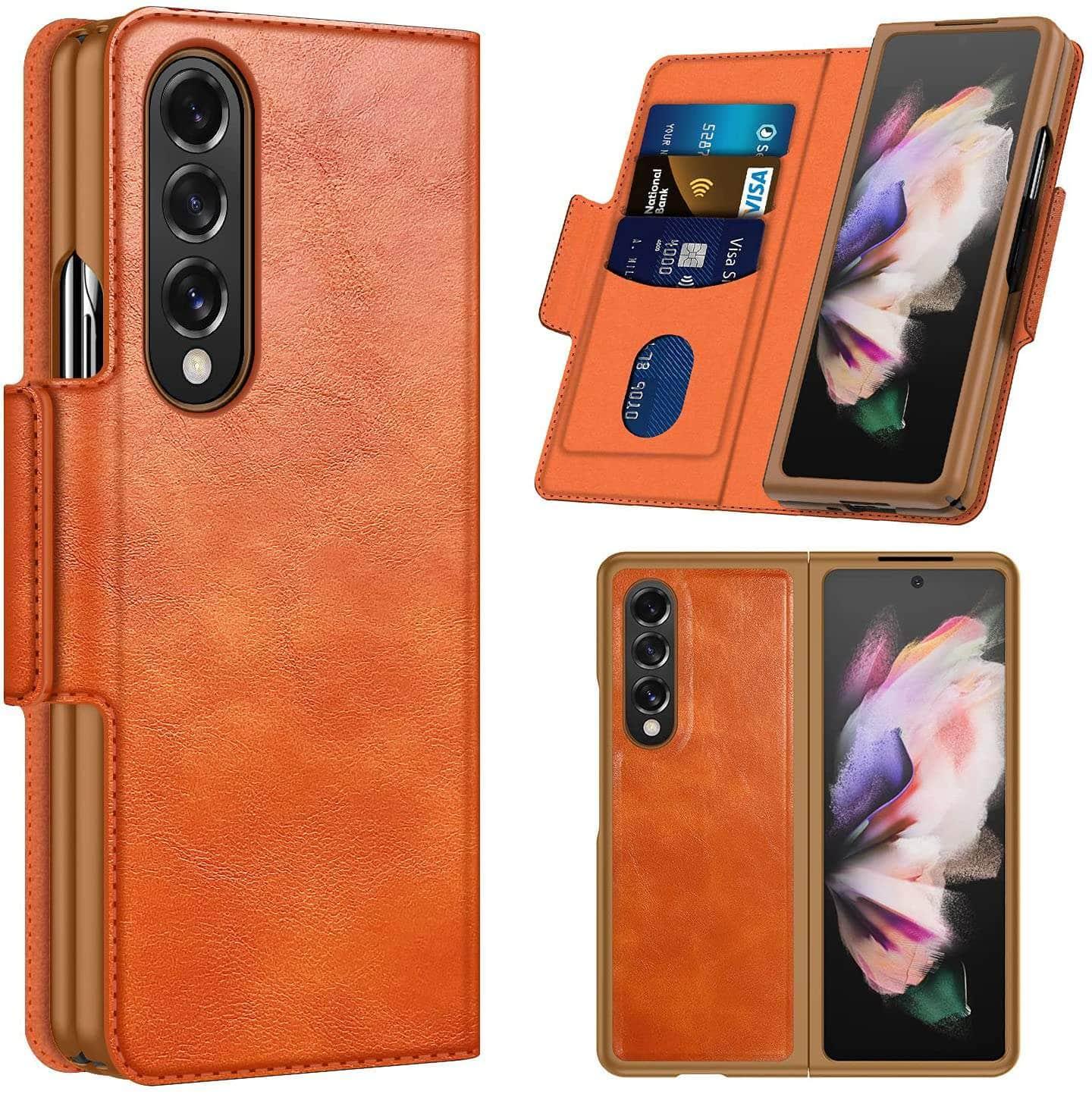 Premium Genuine Leather Wallet Case for Samsung Galaxy Z Fold 3 - Slim Protective Cover with Card Slots | Perfect for Business, Travel & Everyday Use
