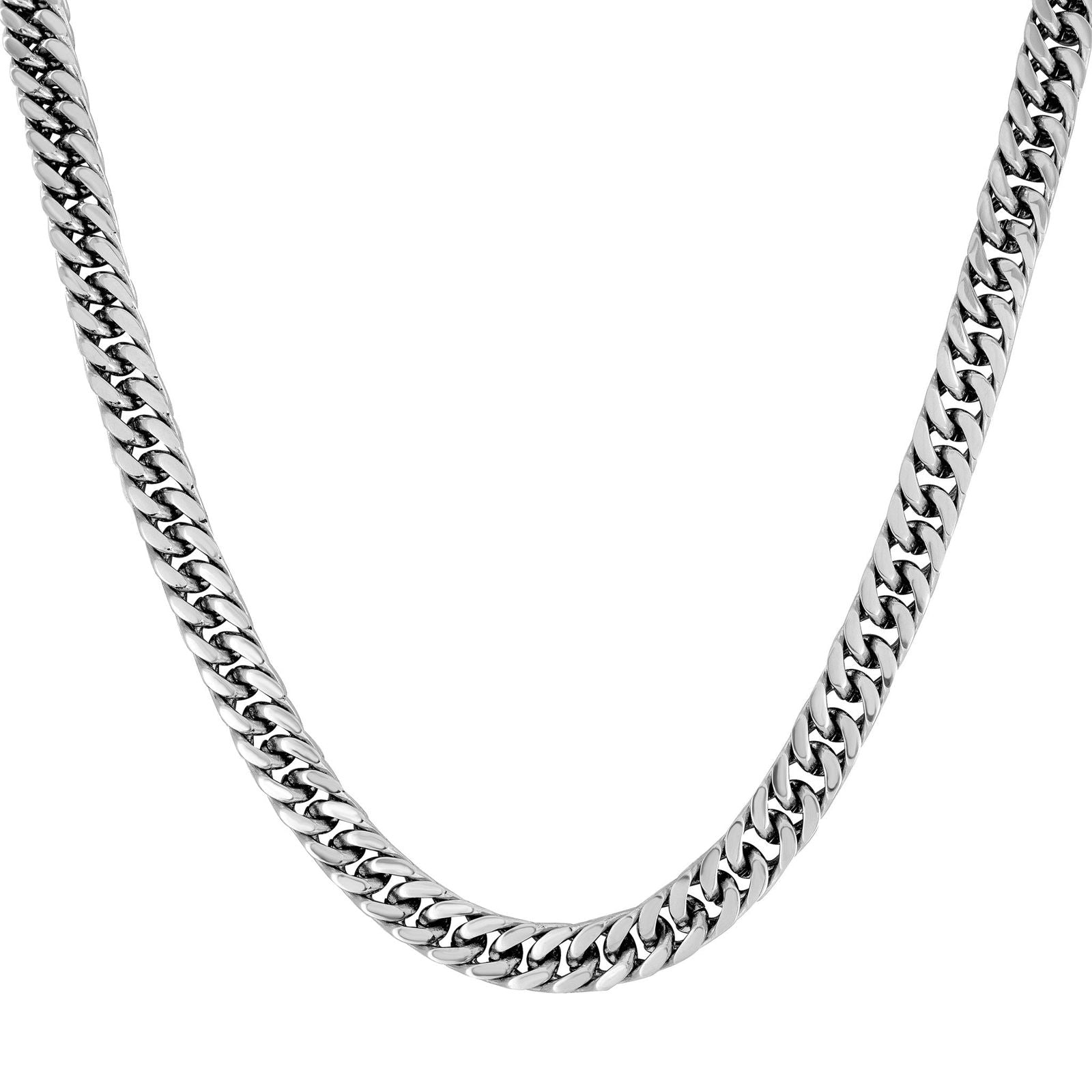 Miami Cuban Link Chain Stainless Steel 5mm 30 Inch White Gold Finish - Thin Durable Necklace for Men & Women - Perfect for Everyday Wear, Gifts & Special Occasions