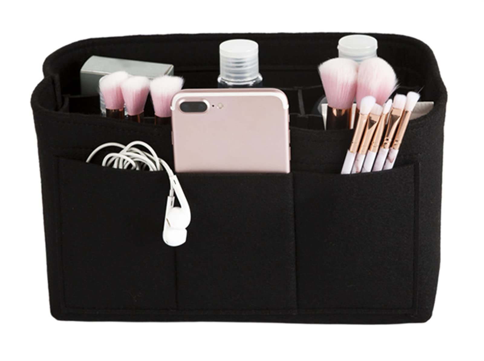 Heavyoff Felt Purse Organizer Insert for Handbags | Detachable Diaper Bag Organizer | Women's Tote Bag Accessory (Black, Medium Size) | Perfect for Travel, Work & Everyday Use