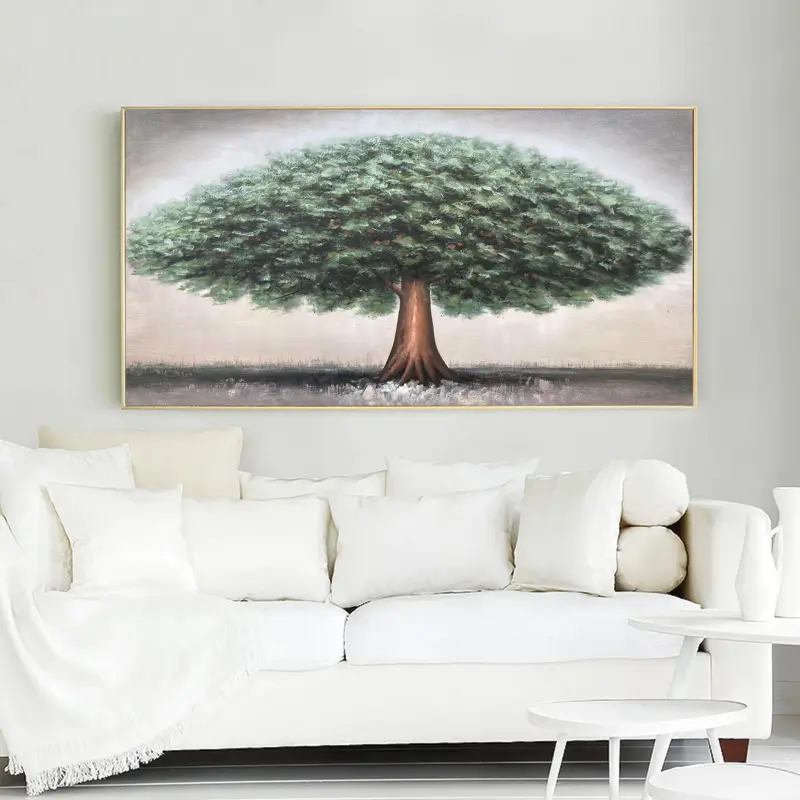 Beautiful Flower and Tree Painting #FT023 - Handmade Canvas Art for Home Decor, Living Room, Bedroom & Office Wall