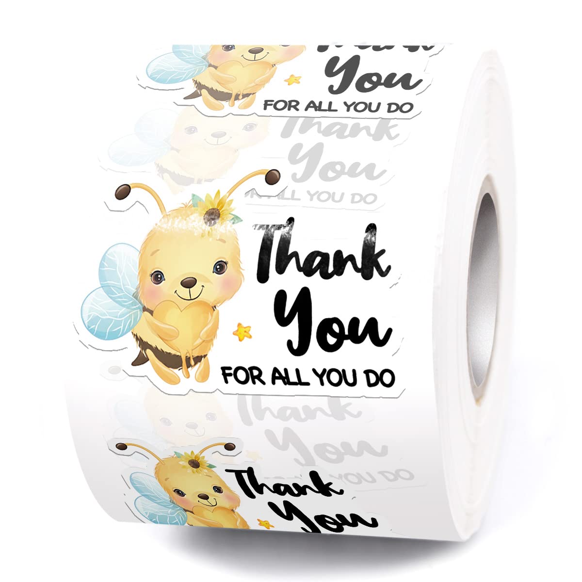 Cute Bee Thank You Stickers for Small Business - Handmade Happy Mail Stickers with 'Thank You for All You Do' Design - Perfect for Packaging, Envelopes, Gifts & Craft Projects