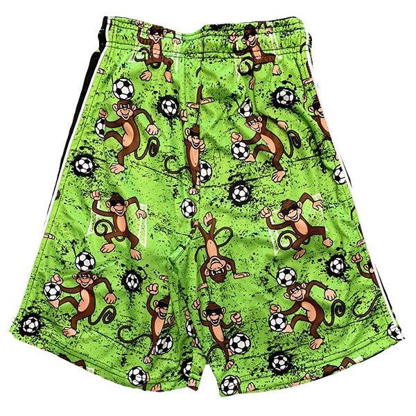 Boys Soccer Shorts - Flow League Monkeys Attack Design - Comfortable & Breathable for Youth Soccer Training & Games