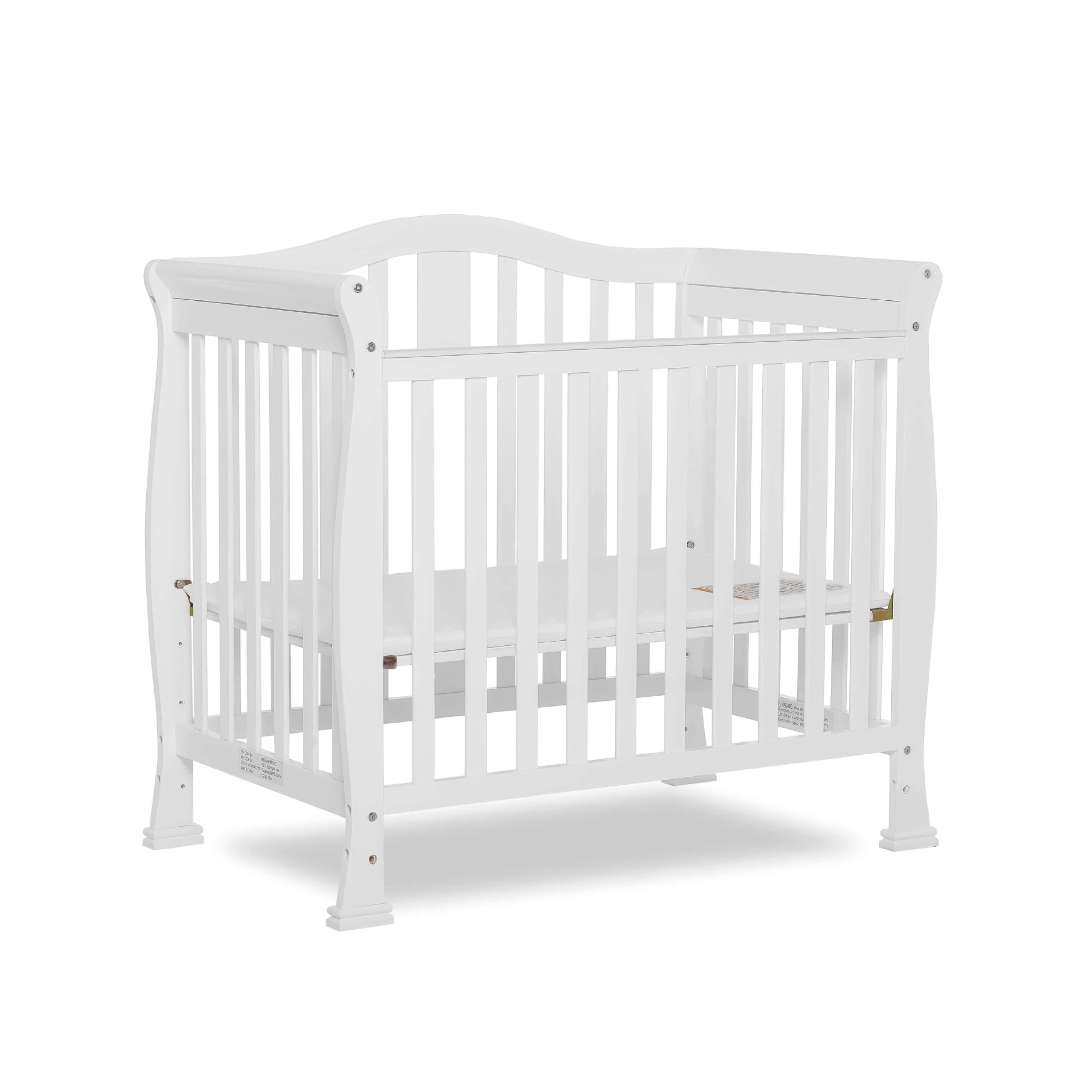 Dream On Me Addison 4-in-1 Convertible Mini Crib - White | GREENGUARD Gold Certified | Non-Toxic New Zealand Pinewood | Includes 1