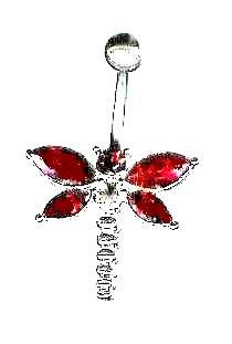 14G Belly Button Ring - Navel Piercing Jewelry with Dangle Dragonfly Design | Body Accentz™ for Women | Perfect for Summer Beach Parties & Festival Outfits
