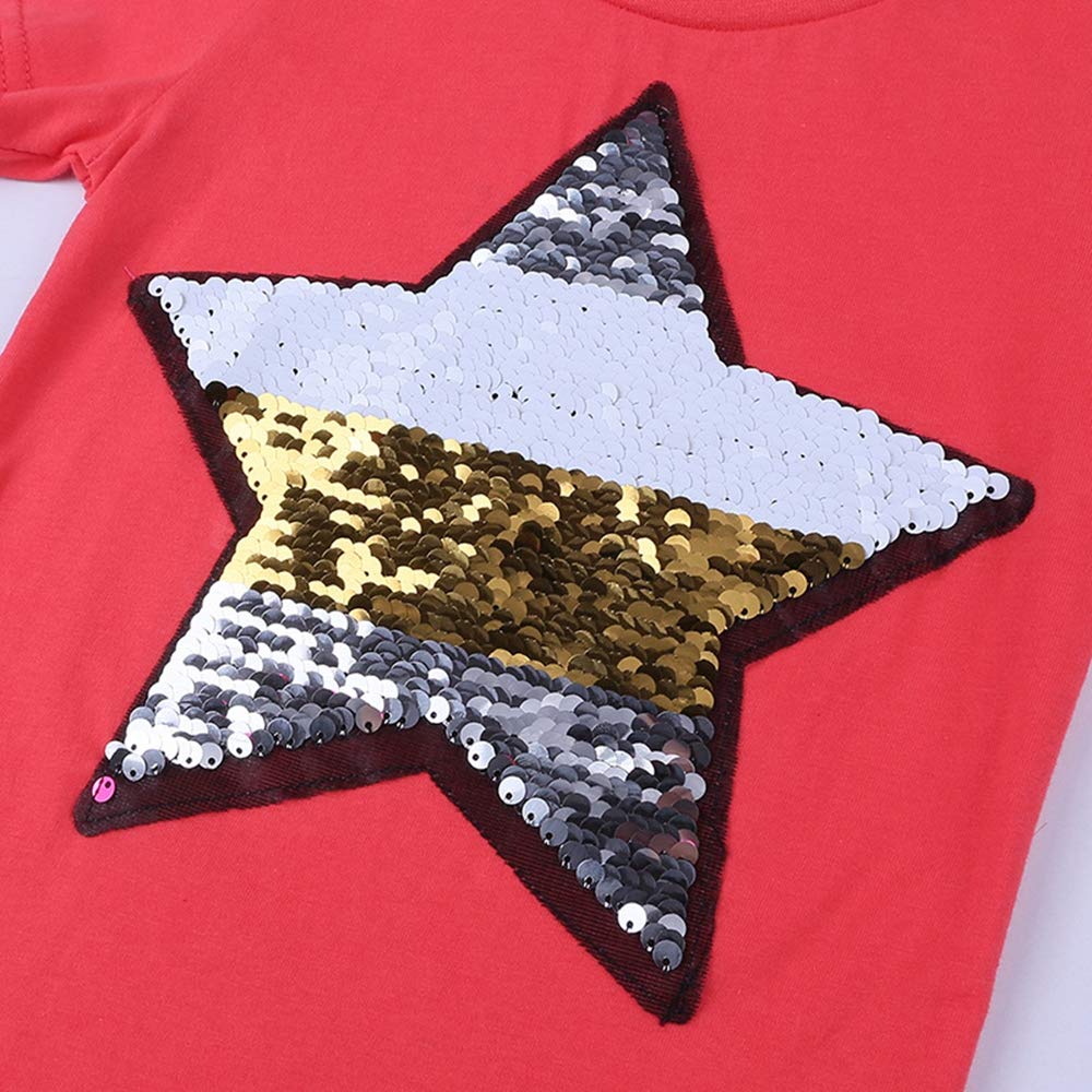 Kids Magic Flip Sequins T-Shirt - Short Sleeve Crew Neck Top for Play & Parties