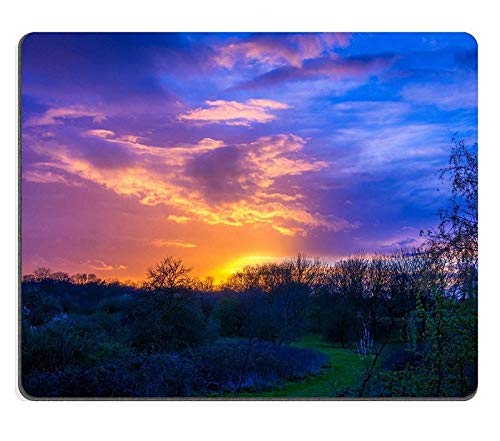 Gaming Mouse Pad - Natural Rubber Non-Slip Mouse Mat with Sunset Landscape Design (Elthorne Park Theme) - Set of 1 - Perfect for PC Gaming, Office Work & Home Computer Use