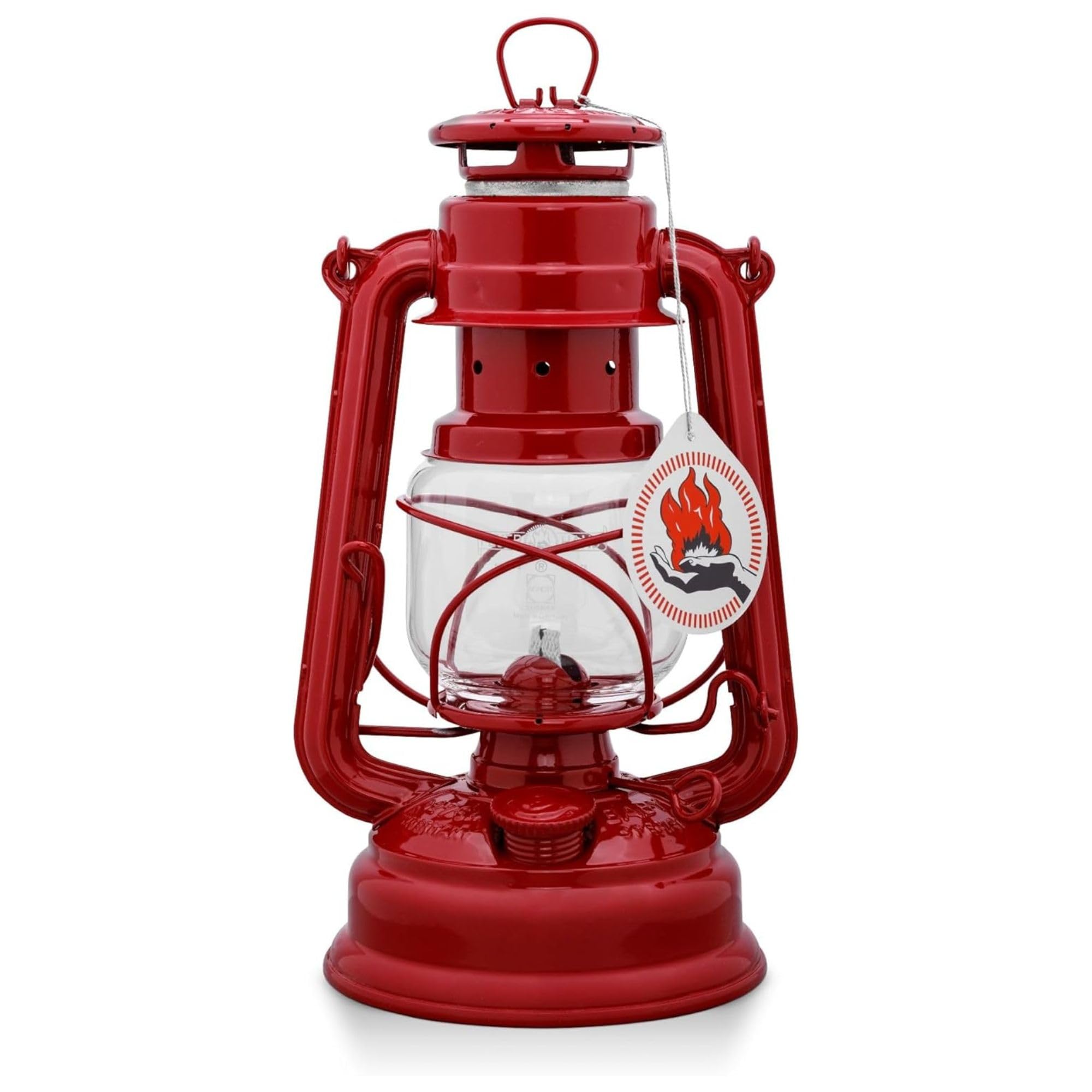 Vintage Red Steel Galvanized Storm Lantern - Outdoor Camping, Emergency Lighting, Garden & Patio Decor