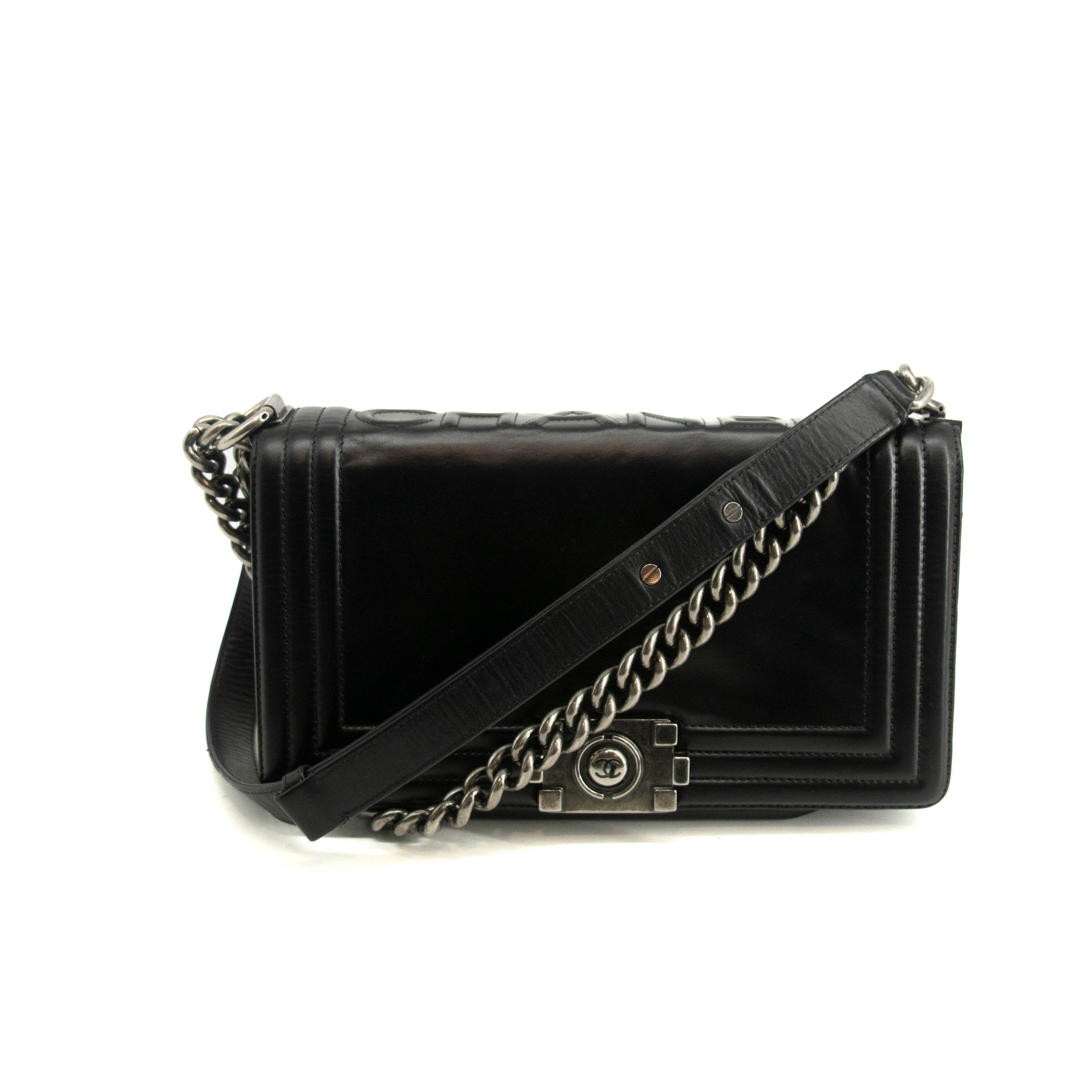 Chanel Black Vinyl Reverso Medium Boy Bag 15 Series #3975 - Luxury Designer Handbag for Women, Perfect for Evening Parties & Special Occasions