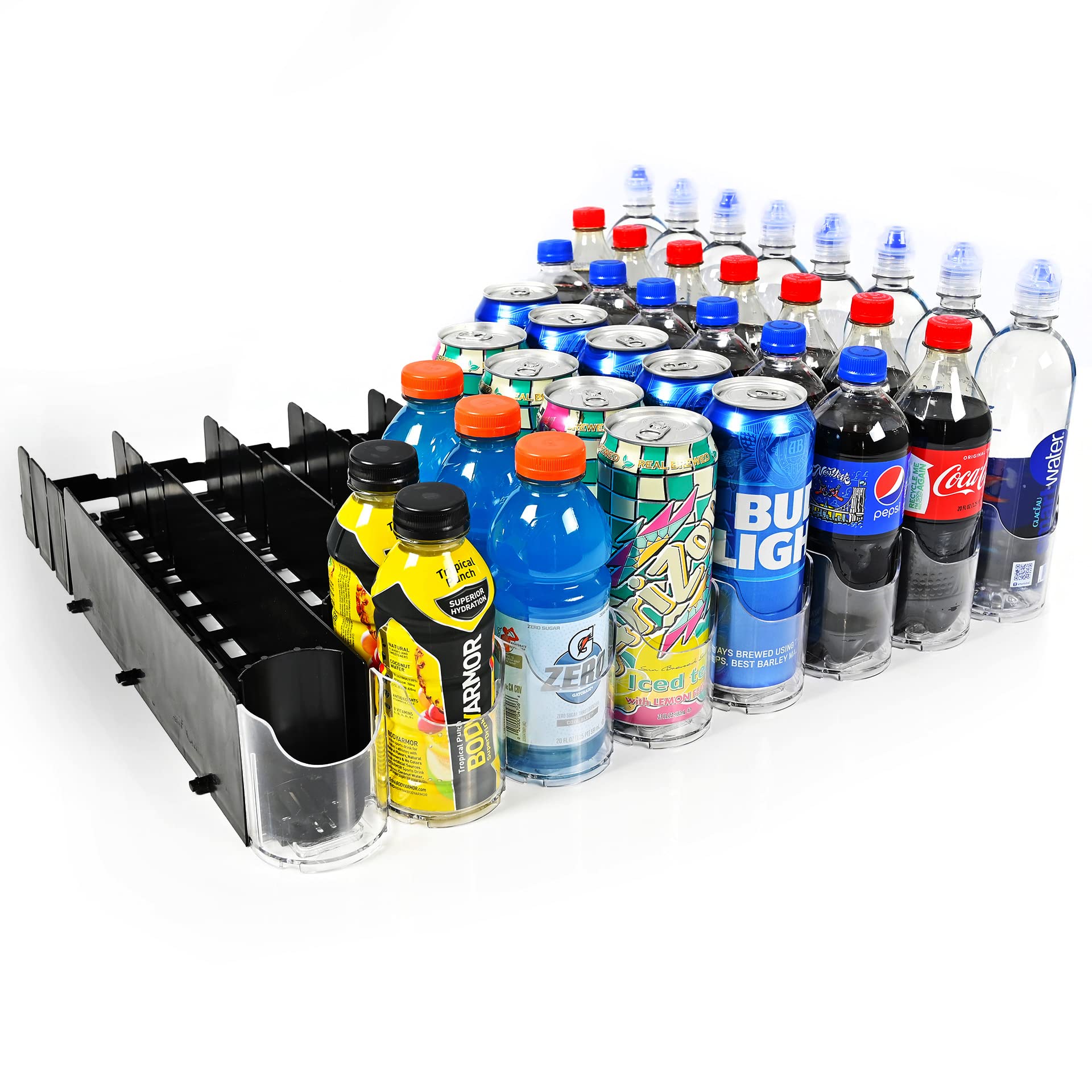 Display Technologies Fridge Organizer & Soda Can Dispenser for Refrigerator - Space Saving Drink Dispenser & Refrigerator Storage Bins (2-Pack) - Perfect for Kitchen, Pantry, and Beverage Organization