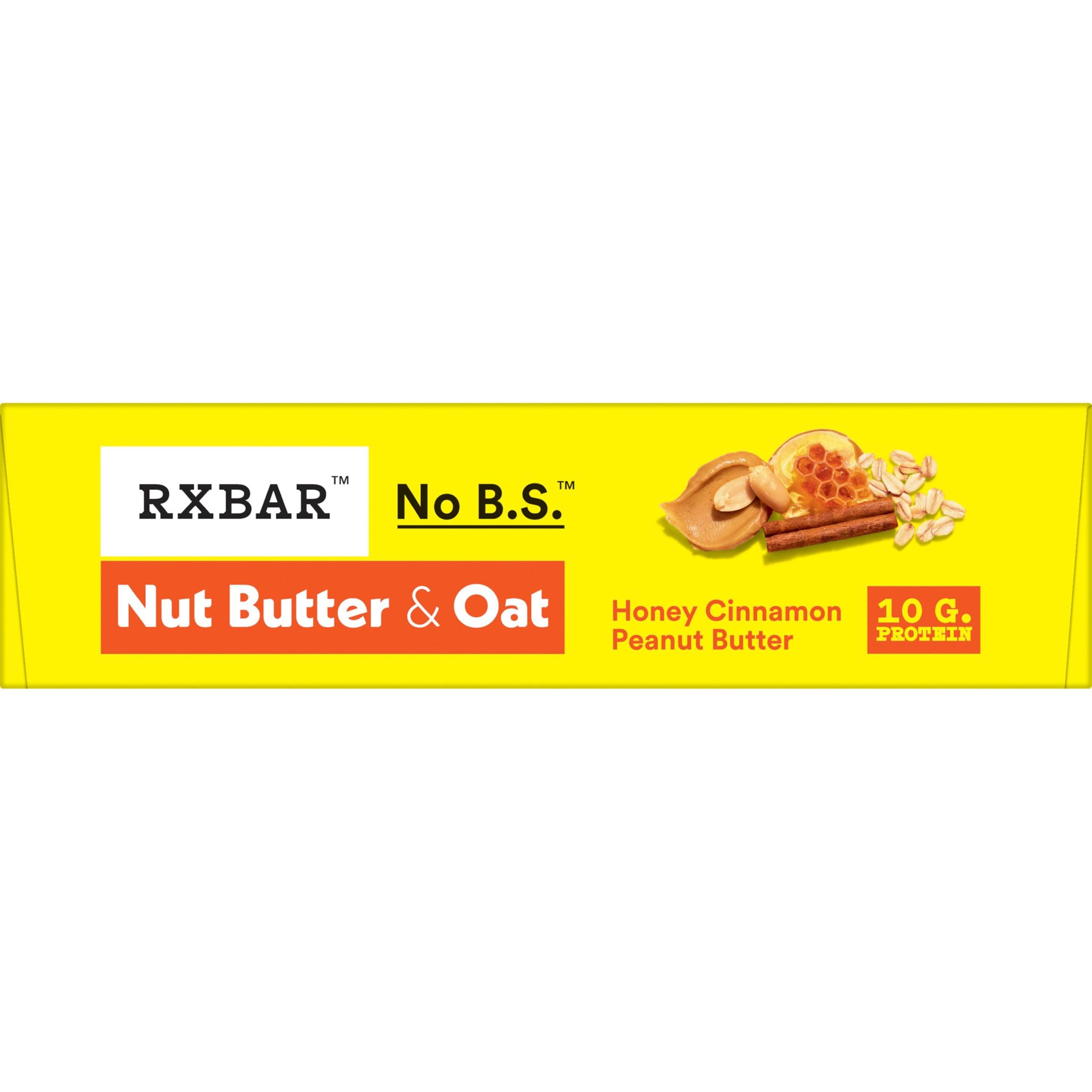 RXBAR Nut Butter and Oat Protein Bars - Honey Cinnamon Peanut Butter Flavor, 9.7oz Box (5 Bars) | High Protein Snacks for Workouts, Hiking & On-the-Go Energy